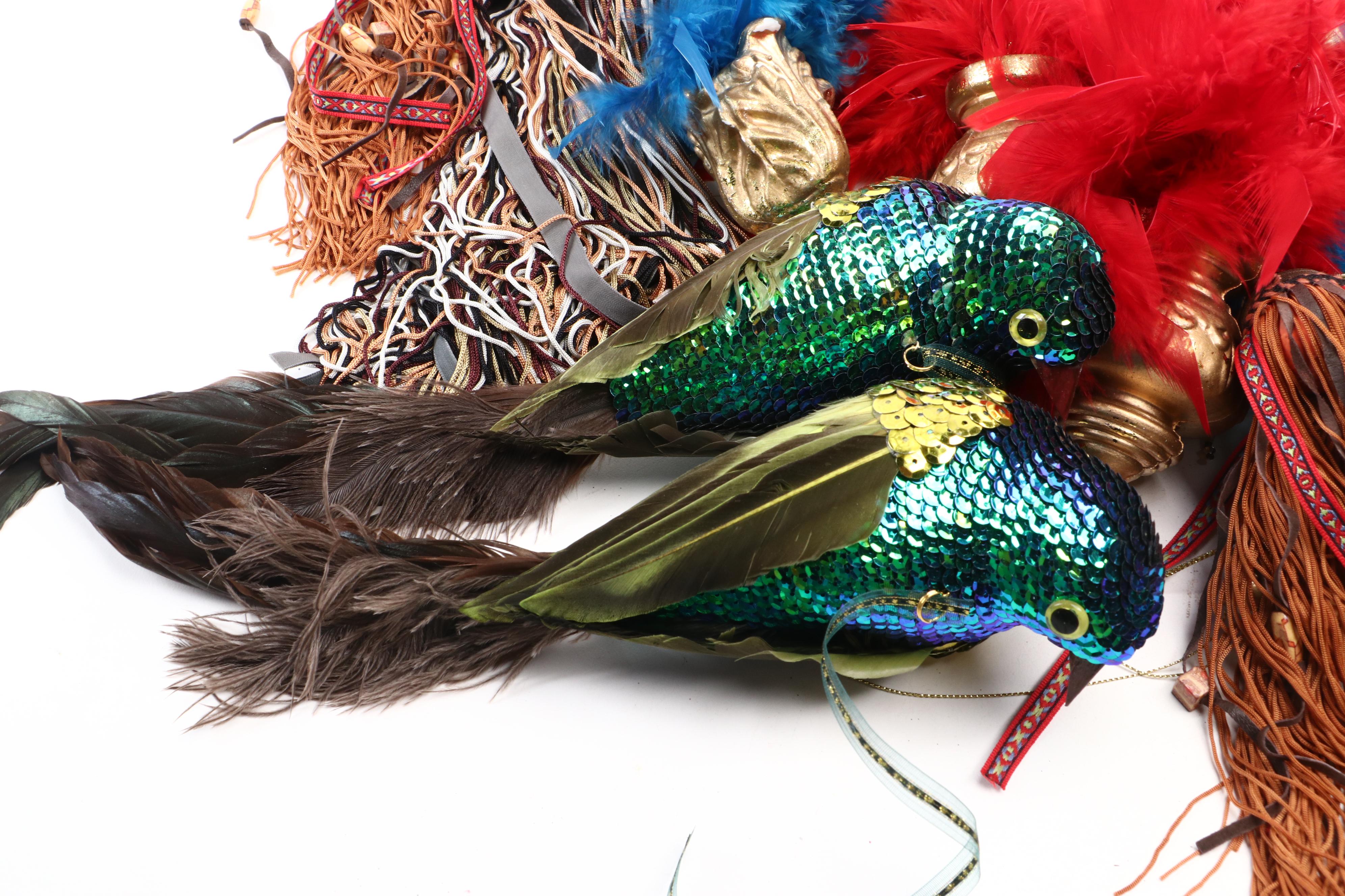 Moroccan Magic Feathered Ornaments and Decorative Tassels with Other Ornaments