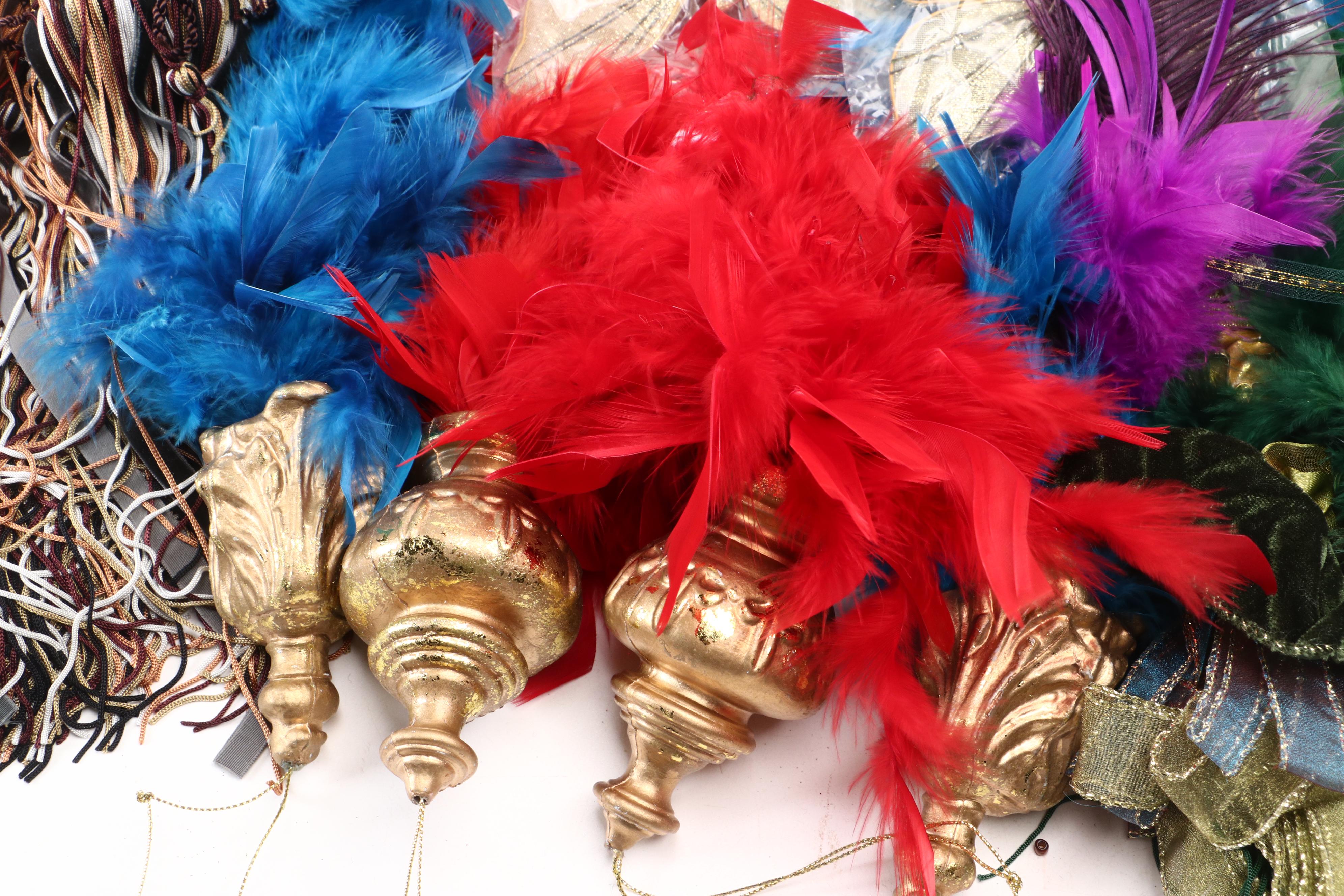 Moroccan Magic Feathered Ornaments and Decorative Tassels with Other Ornaments