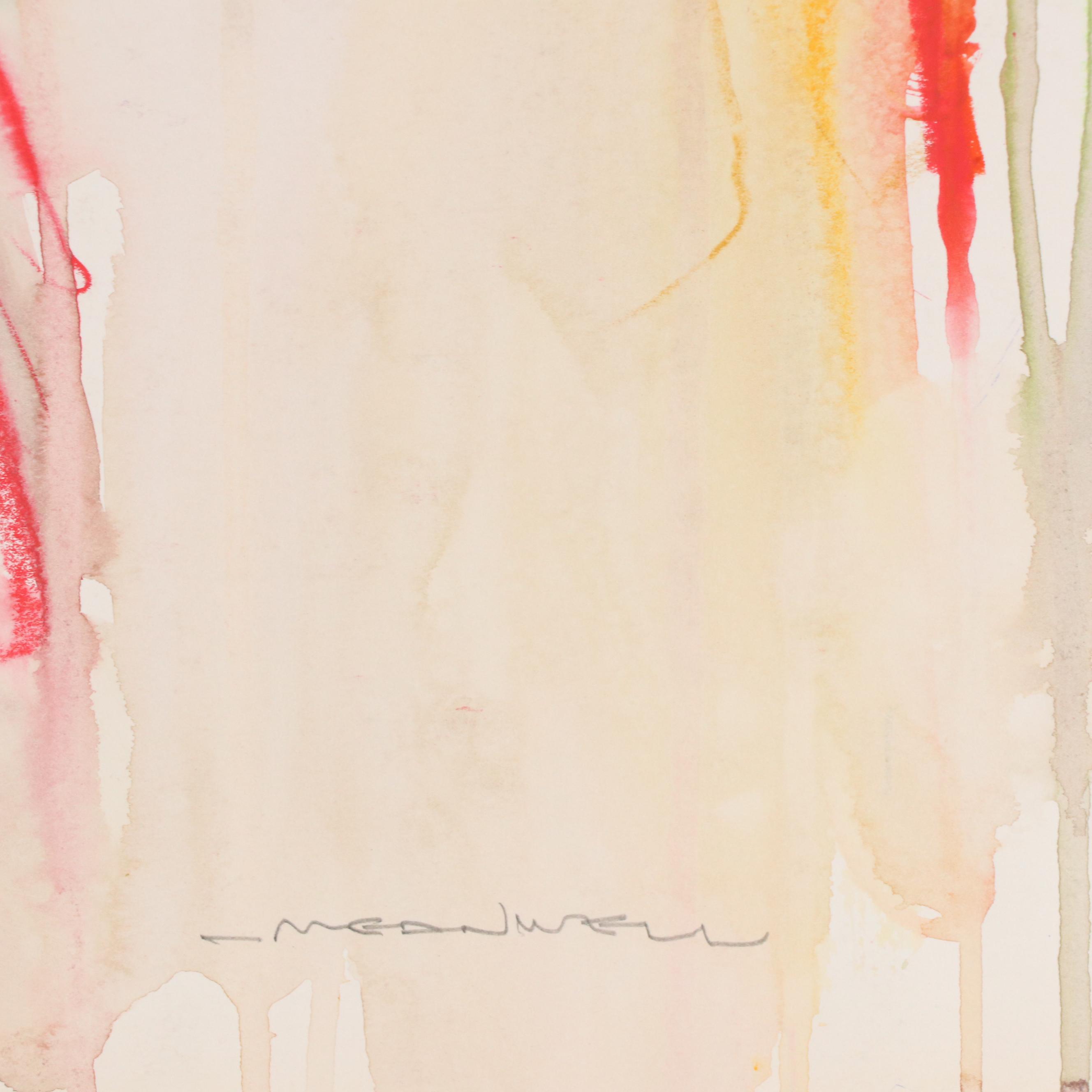 Jack Meanwell Modern Figural Nude Mixed Media Painting, Late 20th Century