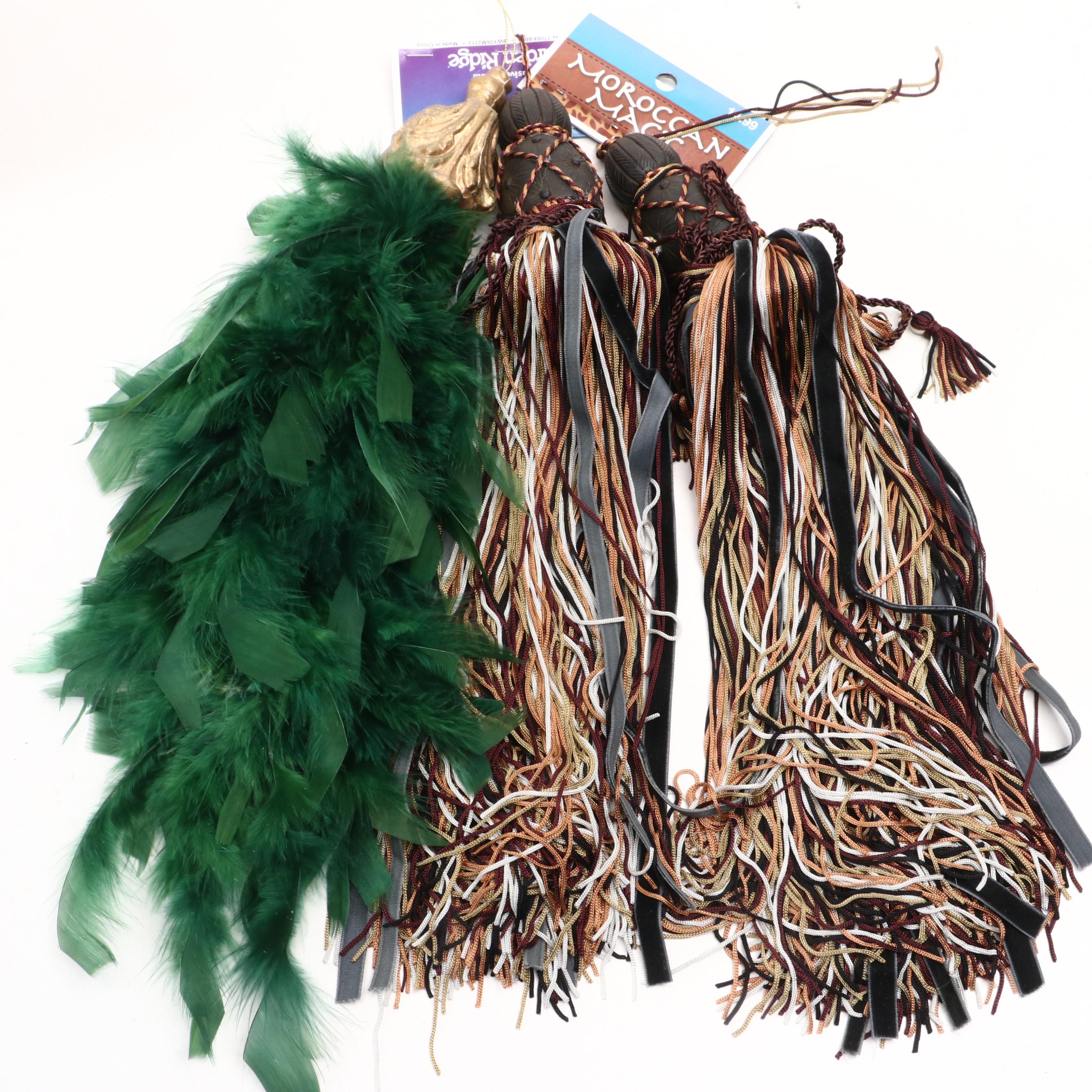 Moroccan Magic Feathered Ornaments and Decorative Tassels with Other Ornaments