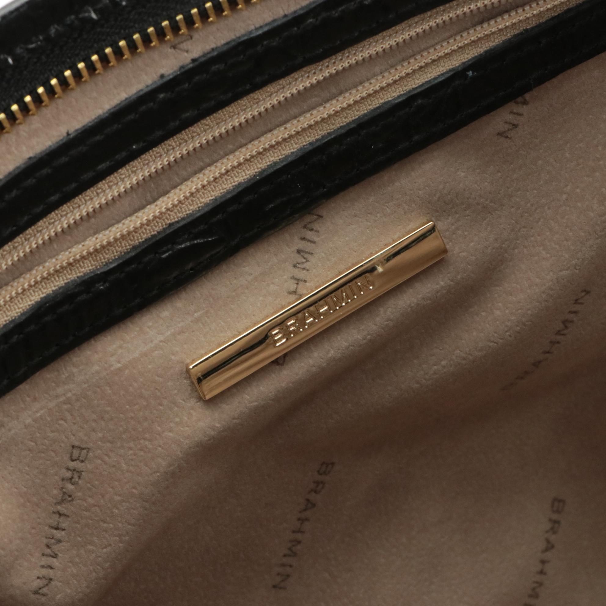 Brahmin Croc-Embossed Leather Two-Way Bag with Tassel and Medallion Bag Charm