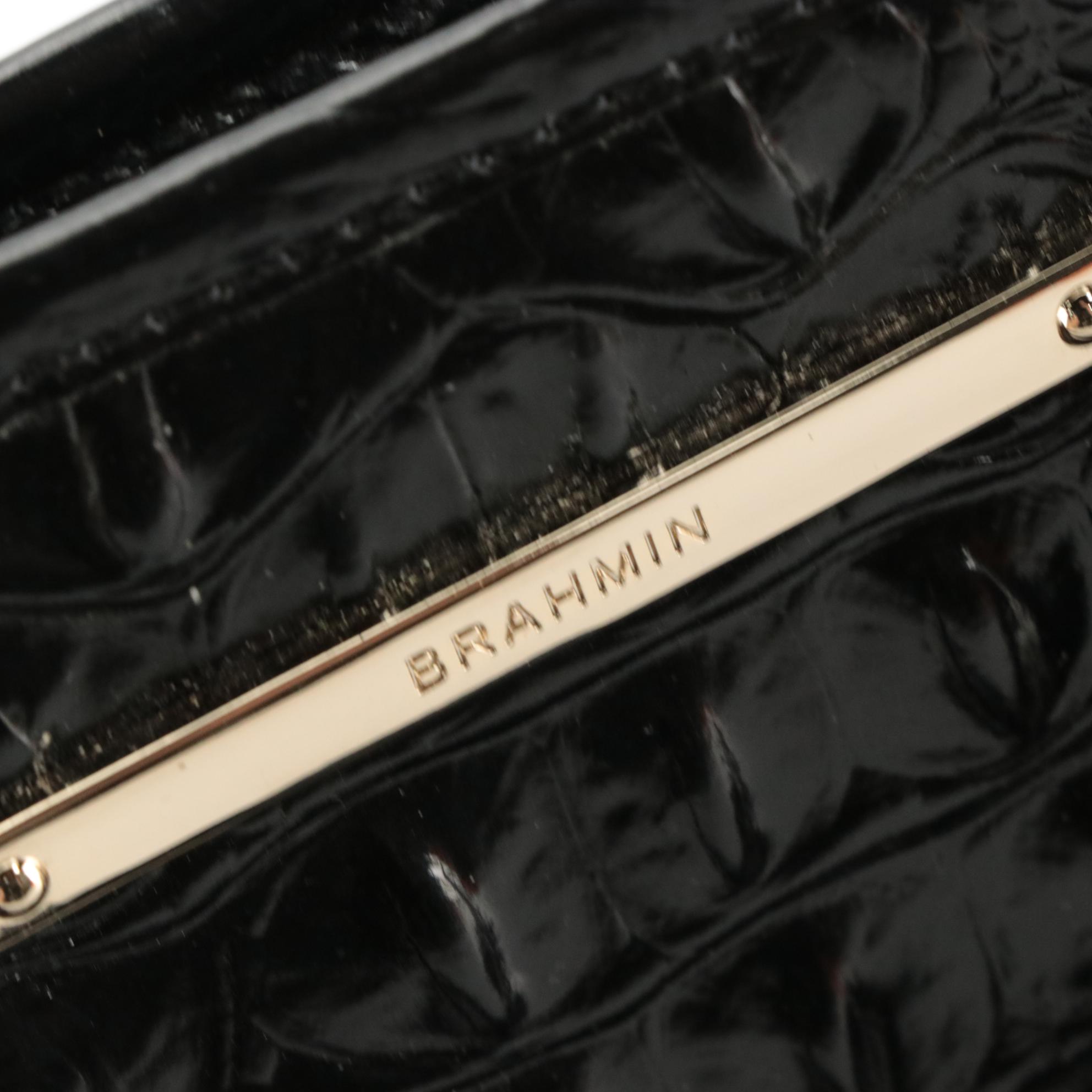 Brahmin Croc-Embossed Leather Two-Way Bag with Tassel and Medallion Bag Charm