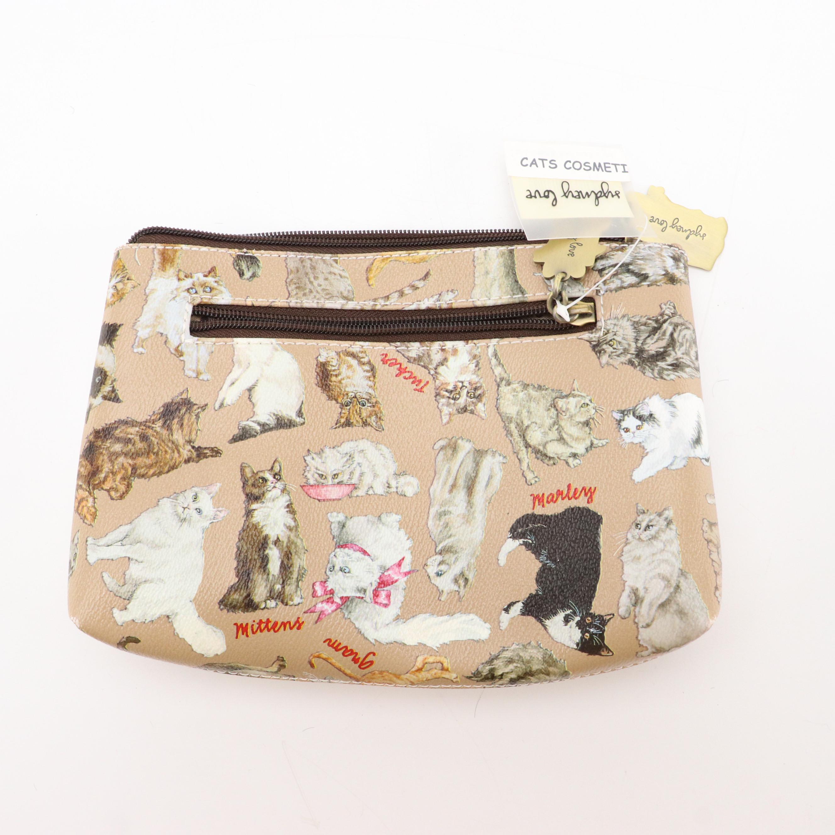 Sydney Love Shoulder Bag in Dog Print Canvas with Cat Cosmetic Bag, New With Tag