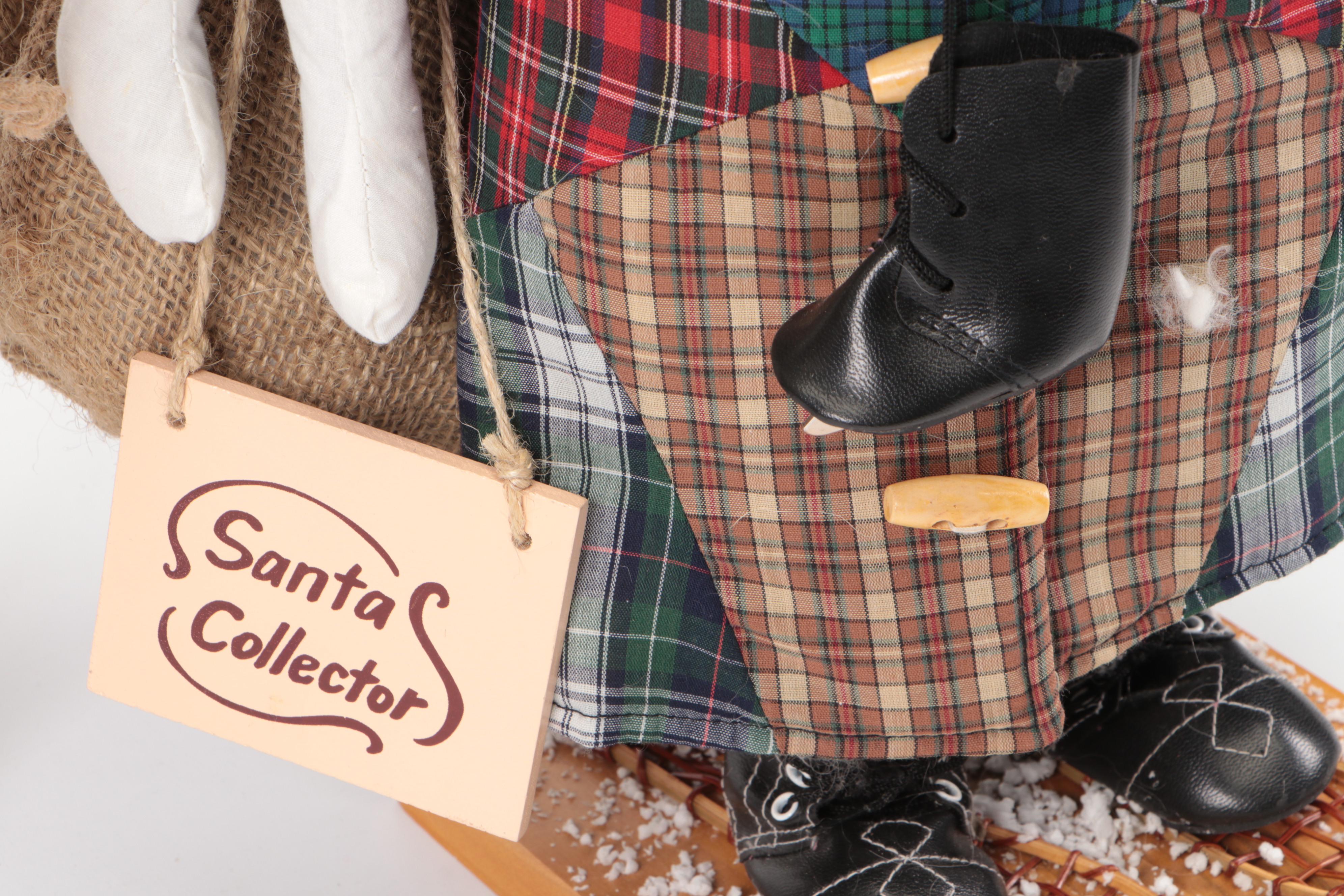 Contemporary Santa Claus Figures and Sleigh with Ty Reindeer Beanie Baby