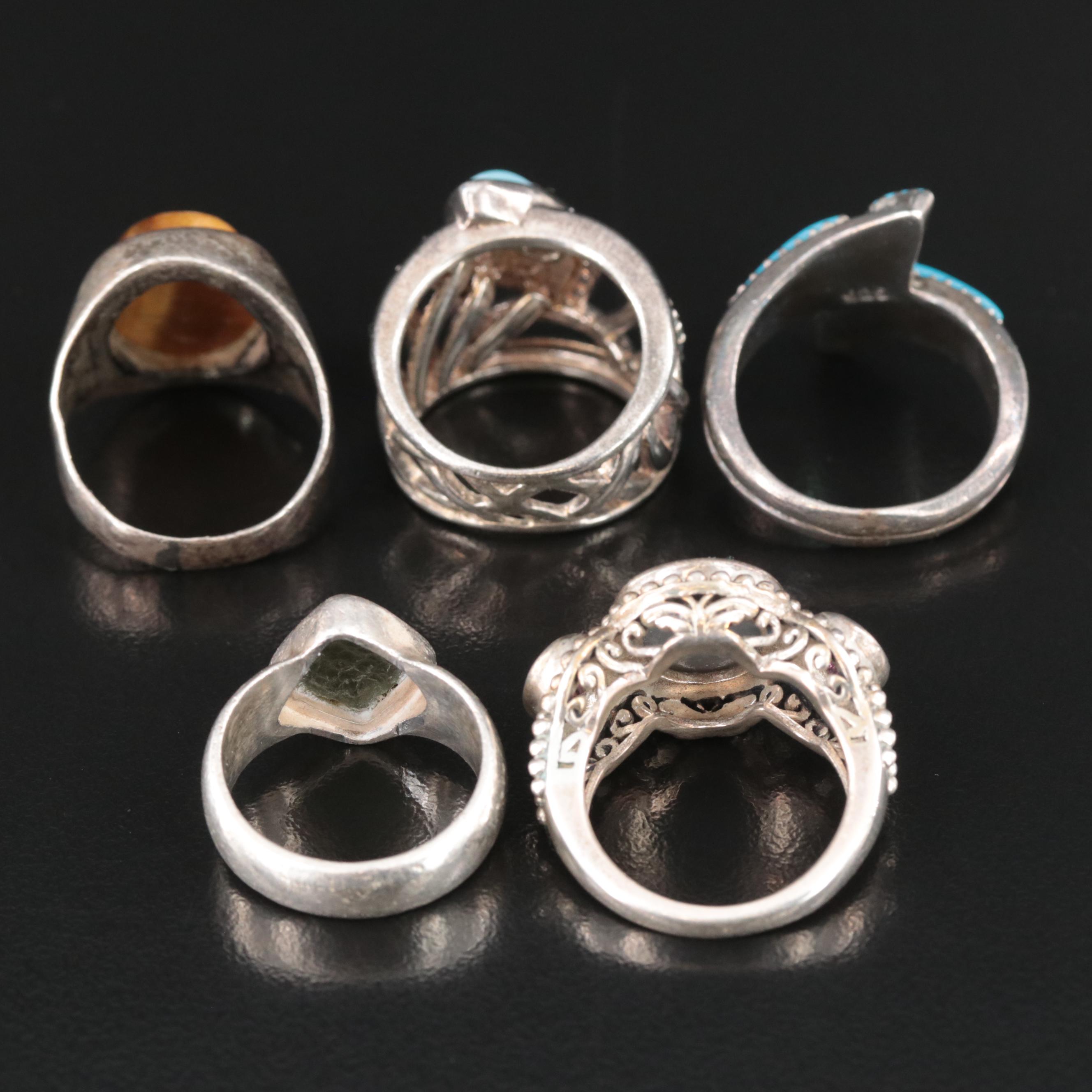 Sterling Ring Selection Featuring Druzy, Tiger's Eye and Mystic Quartz