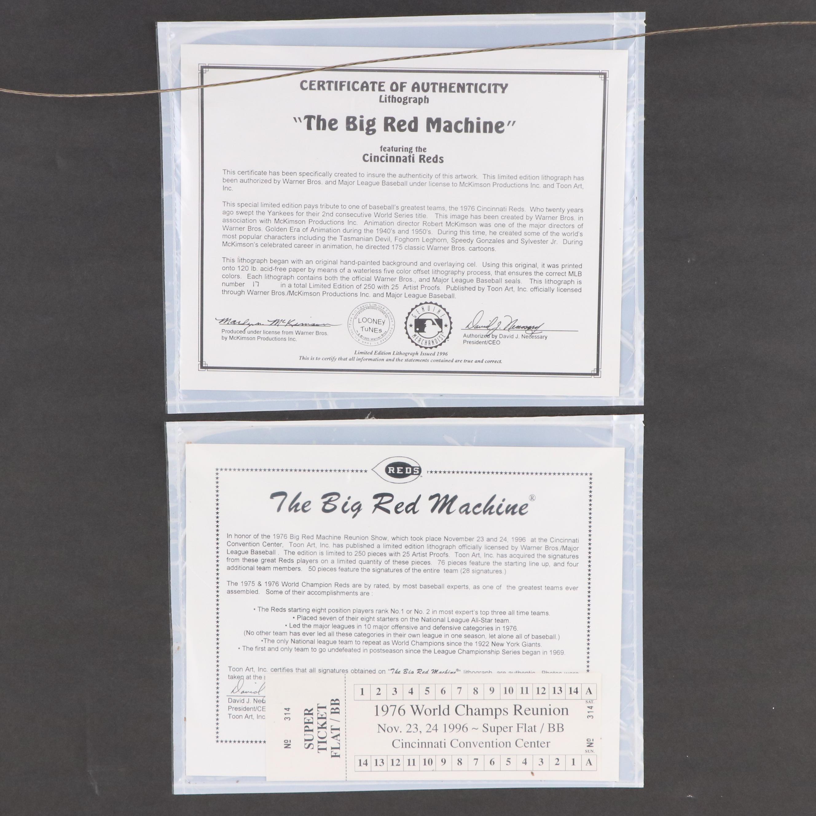 "The Big Red Machine" Looney Tunes Signed Print with Rose, Bench, Morgan