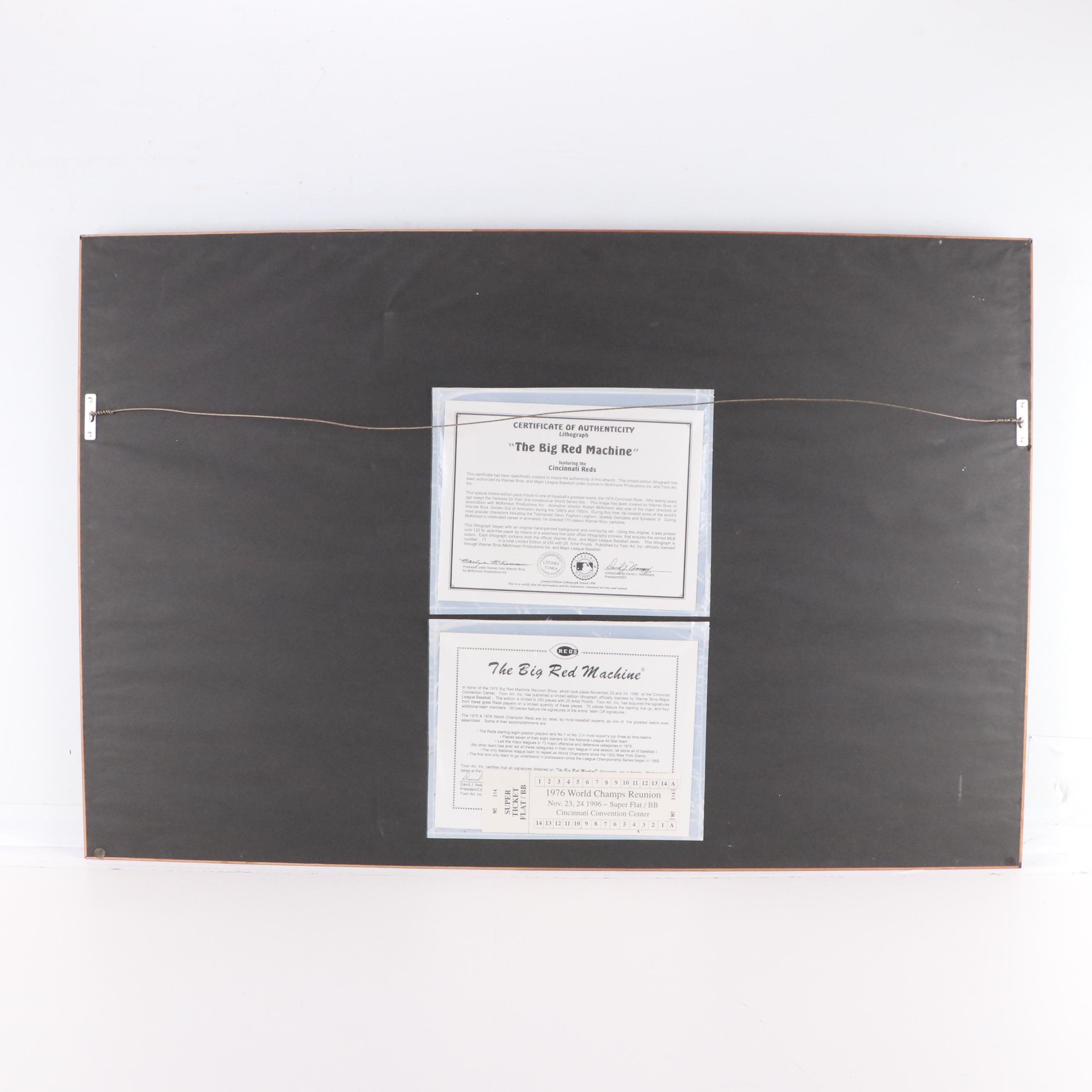 "The Big Red Machine" Looney Tunes Signed Print with Rose, Bench, Morgan