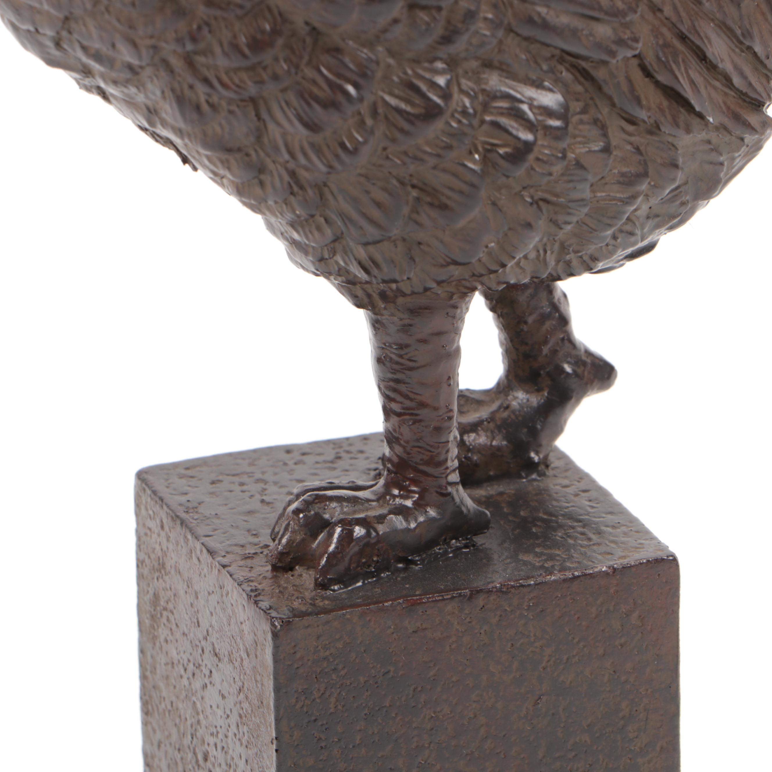 Plus 1 Imports Cast Metal Pheasant Figurine in Brown