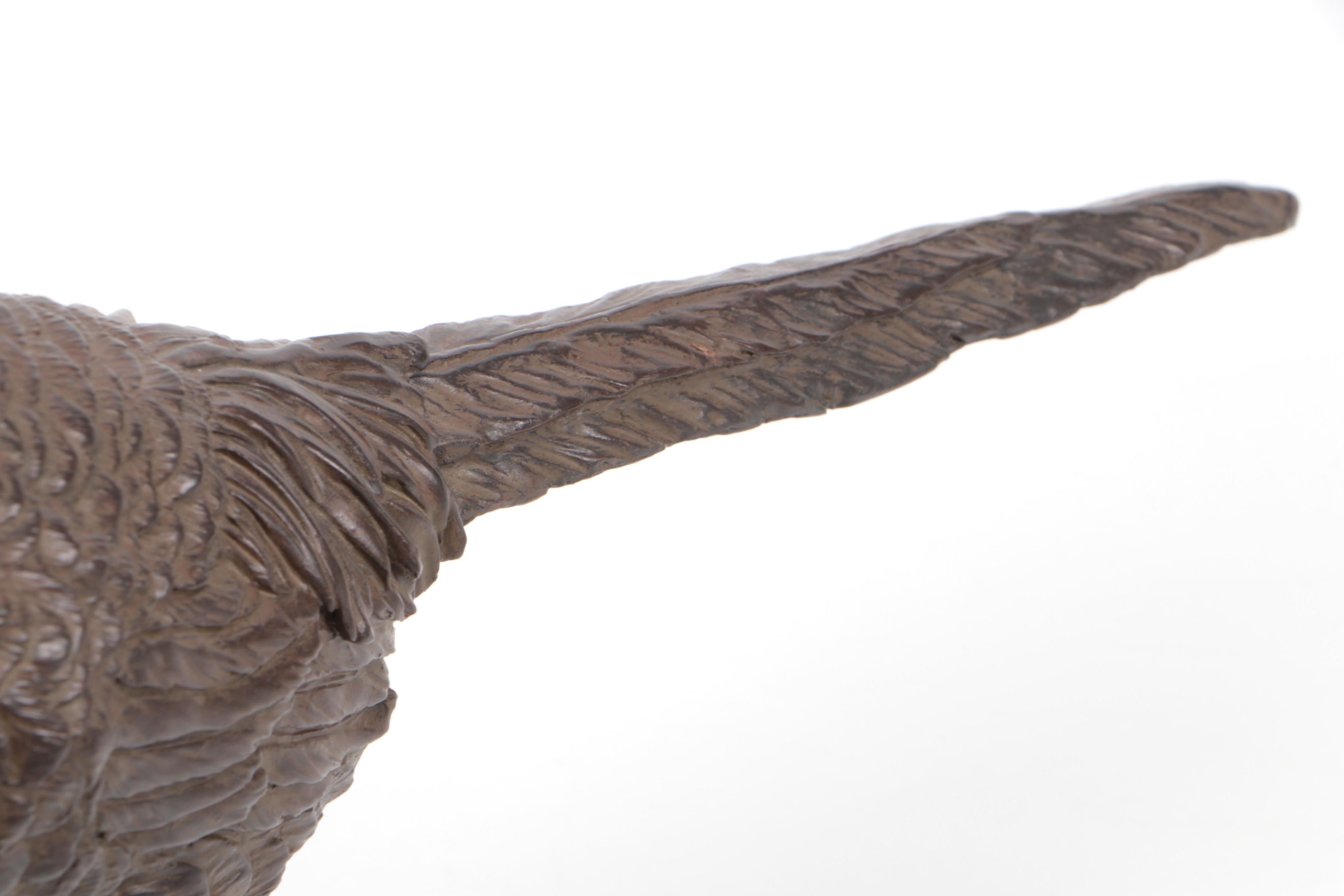 Plus 1 Imports Cast Metal Pheasant Figurine in Brown