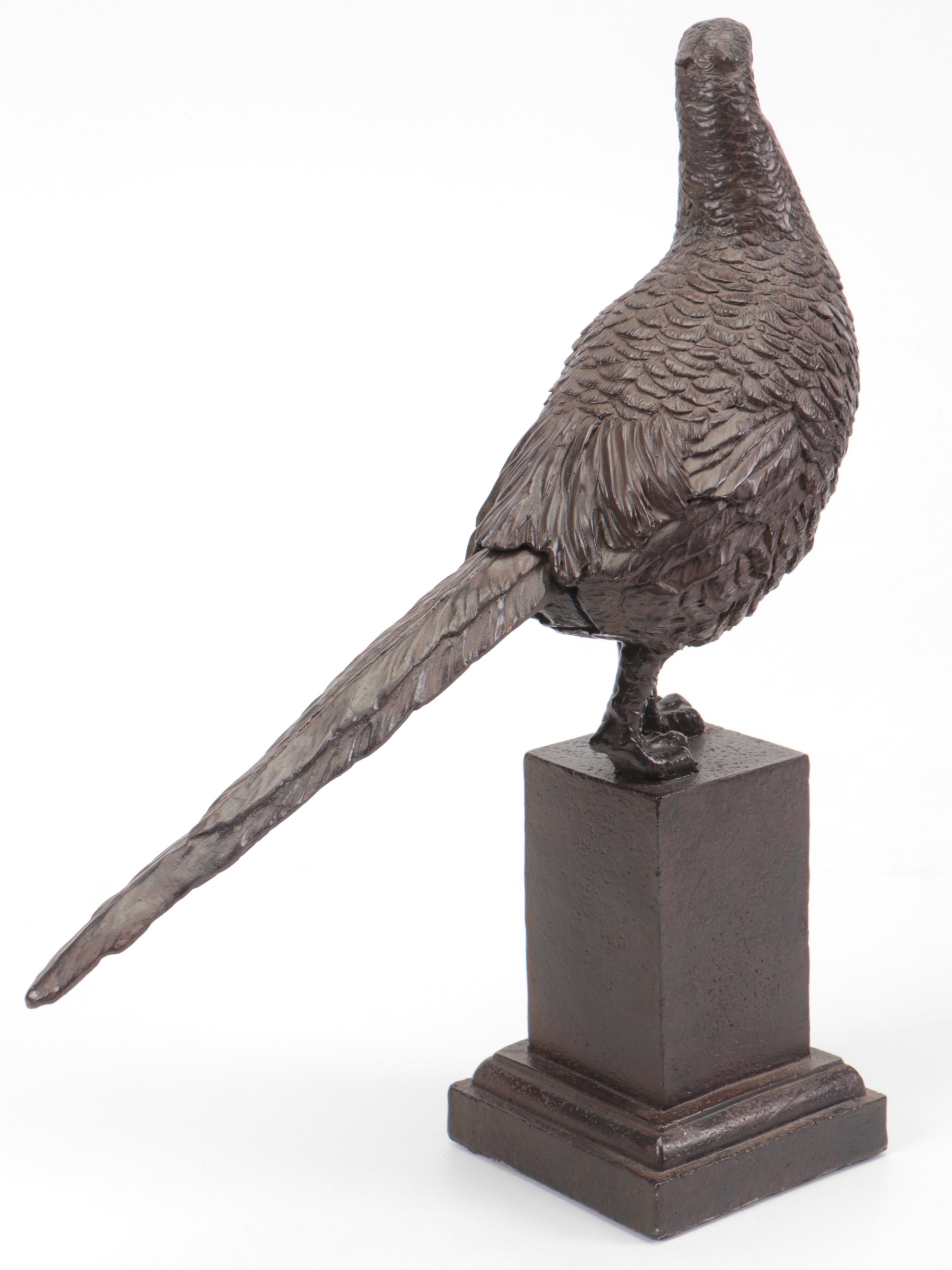 Plus 1 Imports Cast Metal Pheasant Figurine in Brown