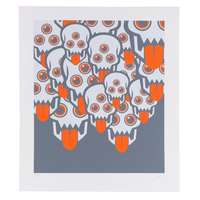 Clay Ferguson Serigraph of Ghost Skulls, 21st Century
