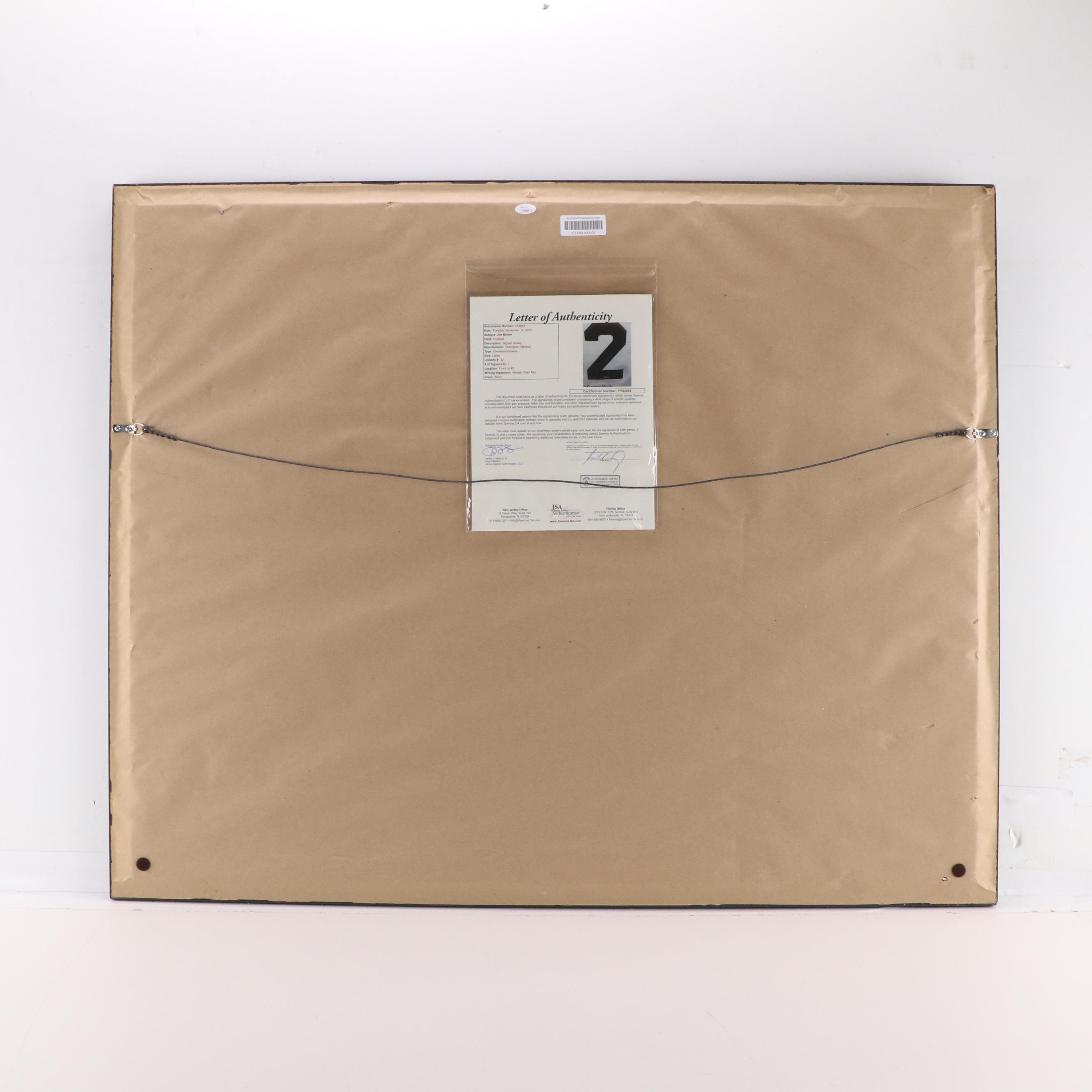 Jim Brown Signed Cleveland Browns Football Jersey in Matted Display