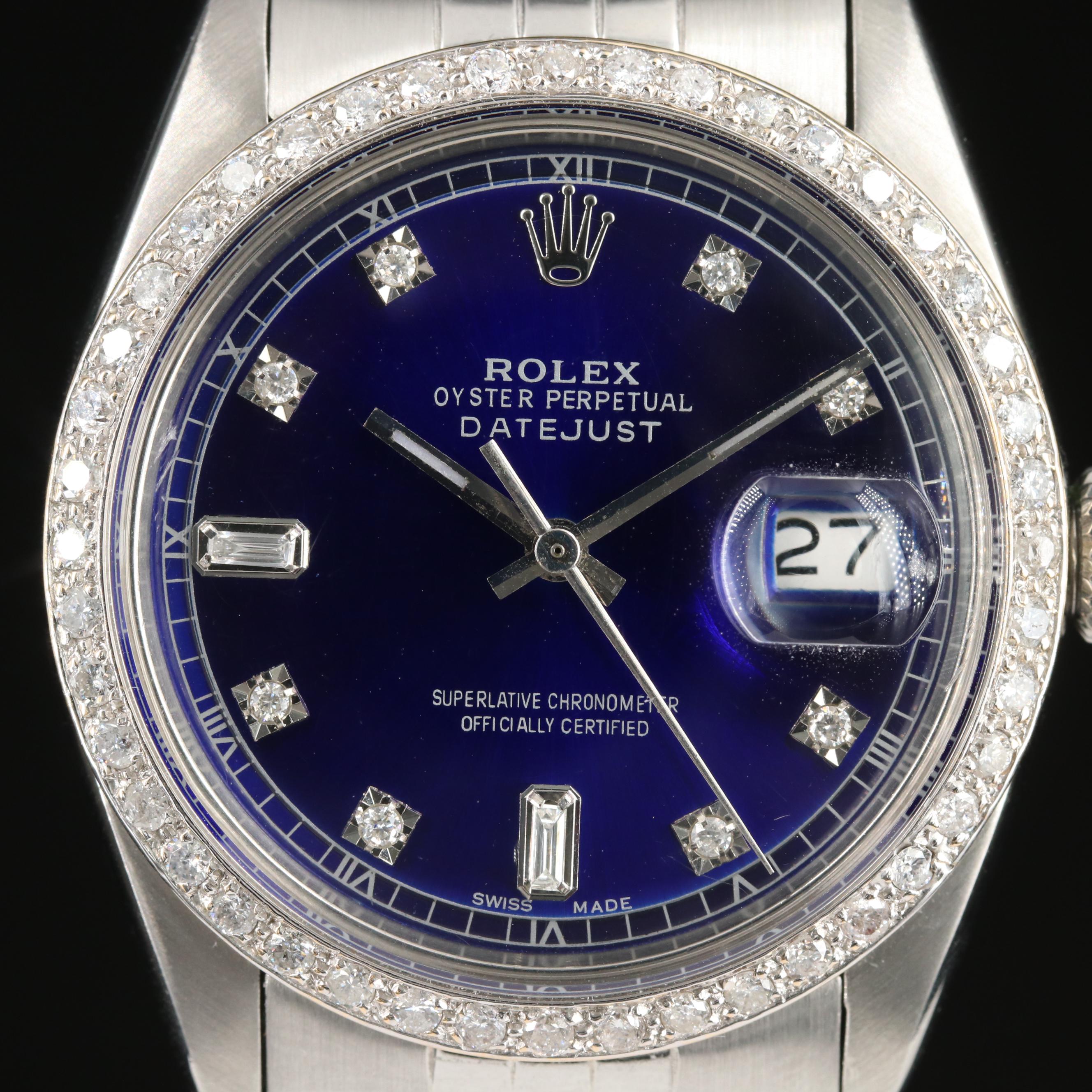 Rolex Datejust 1.09 CTW Diamond, Steel Blue 36MM Automatic Watch
