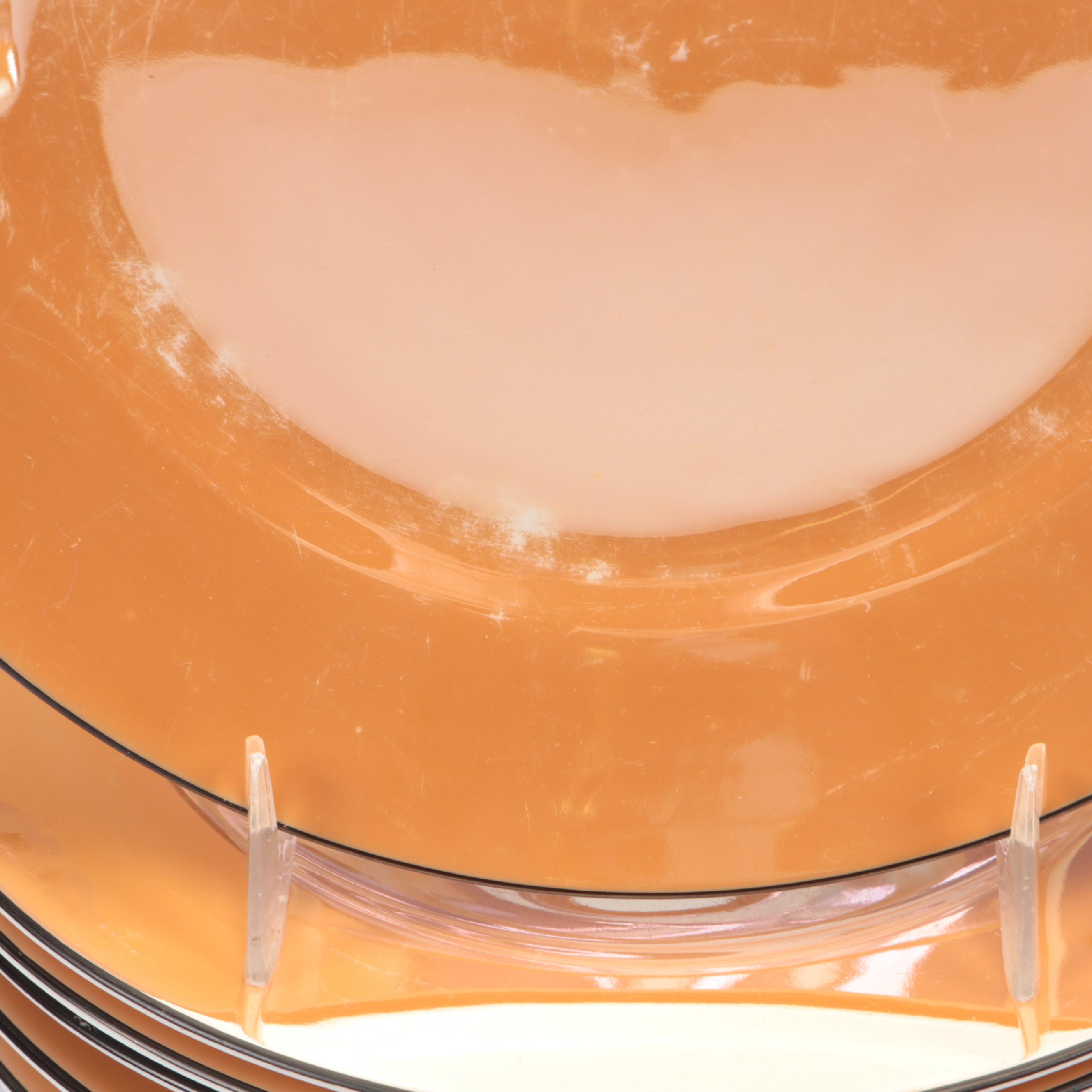 Noritake Orange Lusterware Tea Set and Plates with Serving Platters