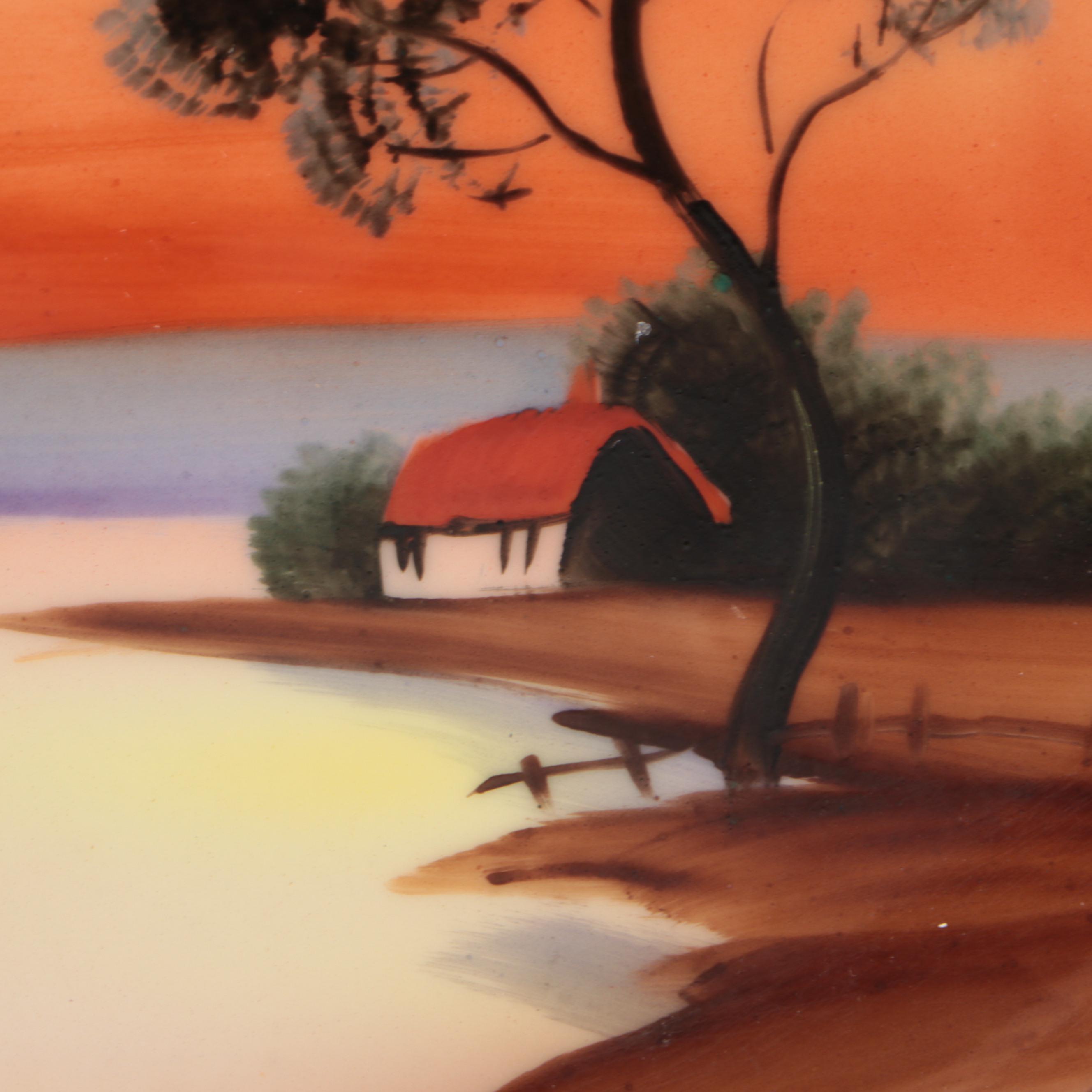 Noritake Orange Lusterware Tea Set and Plates with Serving Platters