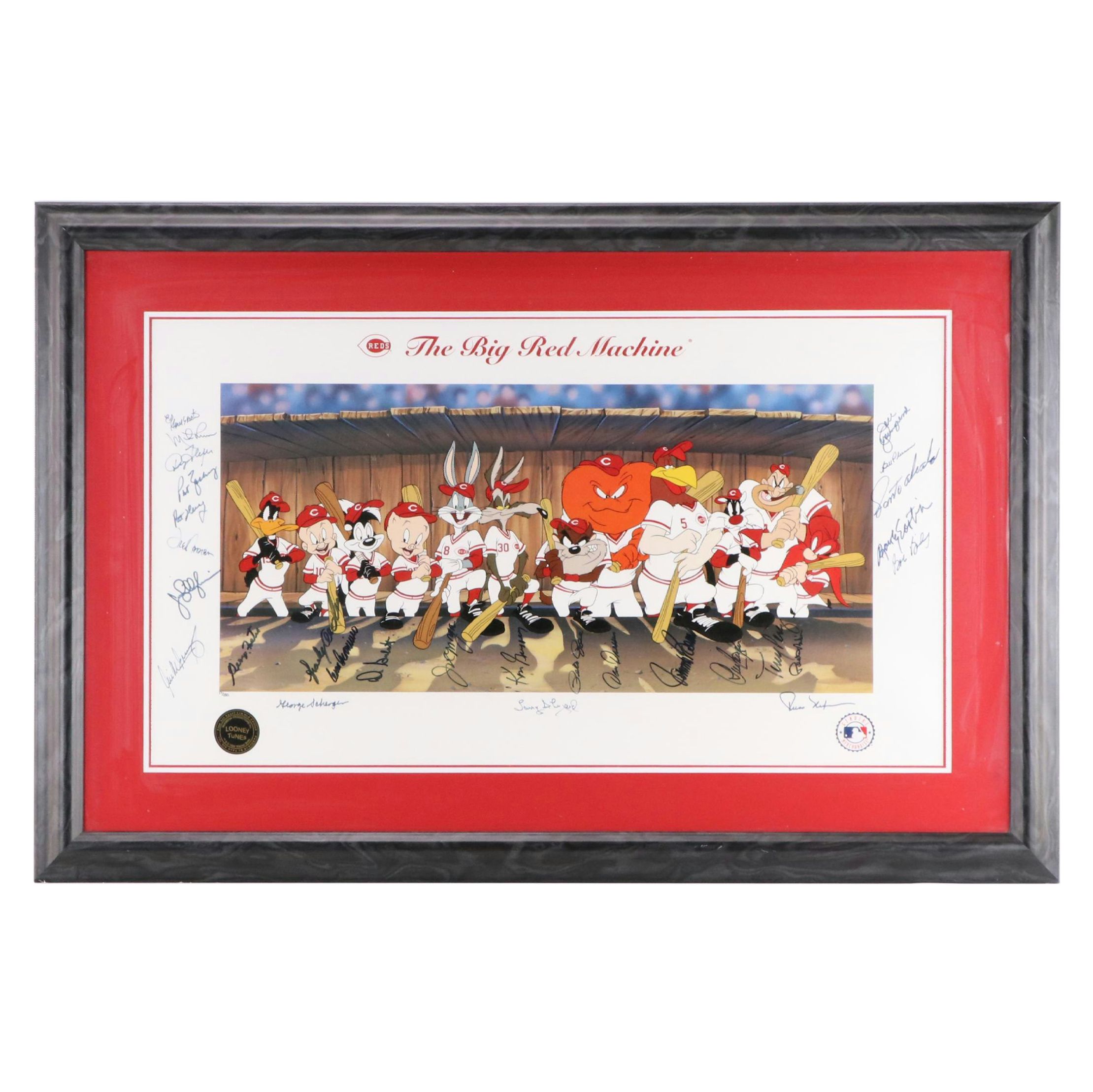"The Big Red Machine" Looney Tunes Signed Print with Rose, Bench, Morgan