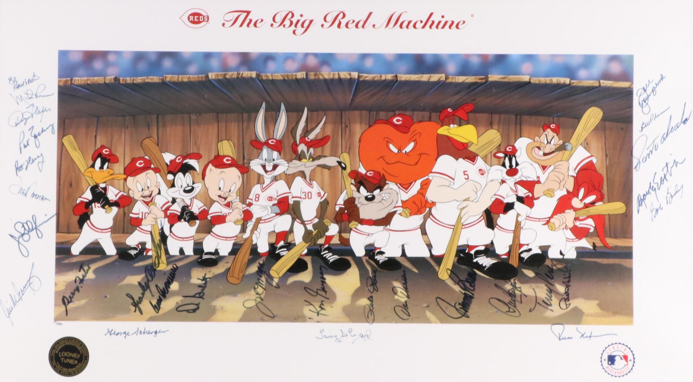 "The Big Red Machine" Looney Tunes Signed Print with Rose, Bench, Morgan