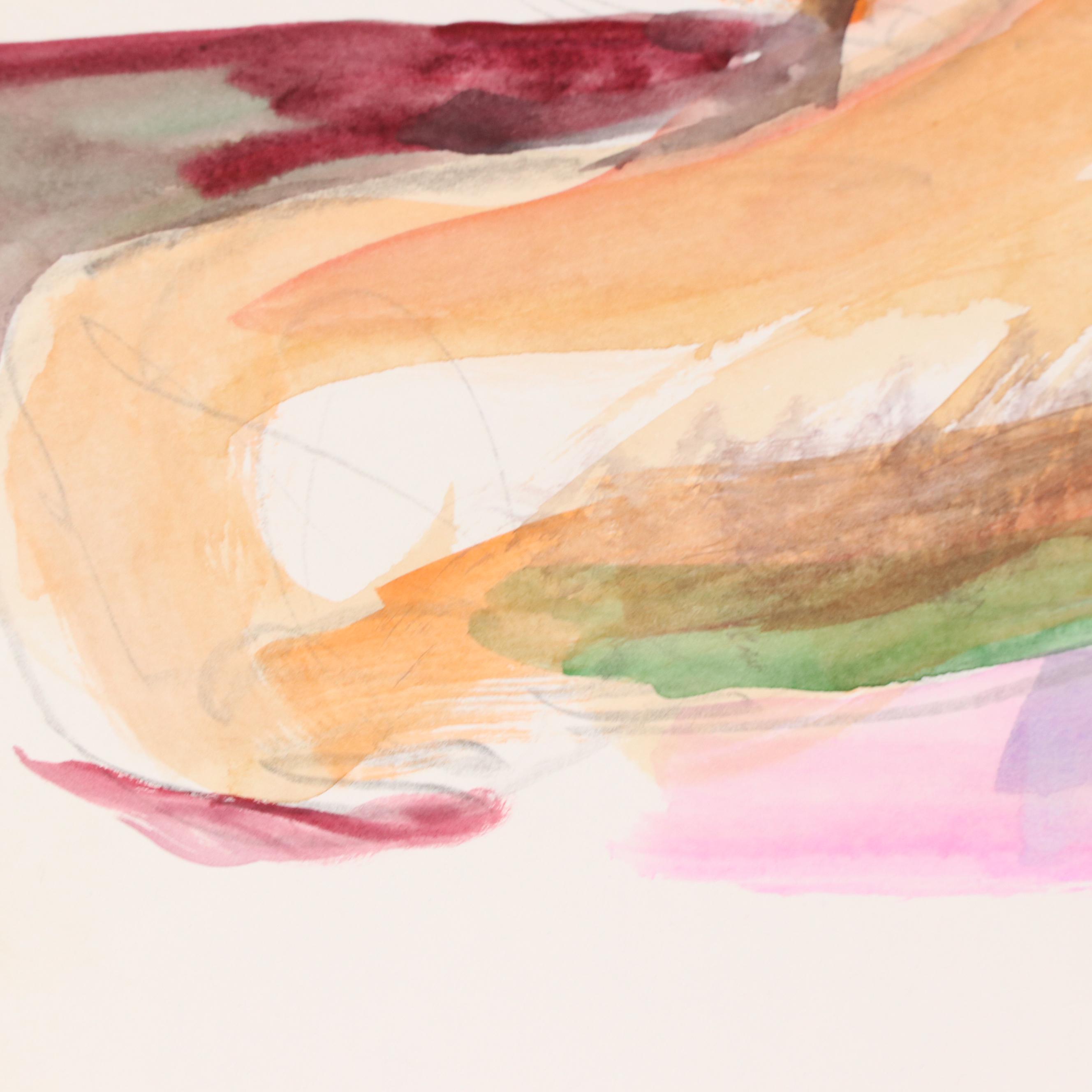 Lucie "Toss" Chandler Modern Figural Nude Watercolor Painting, Late 20th Century