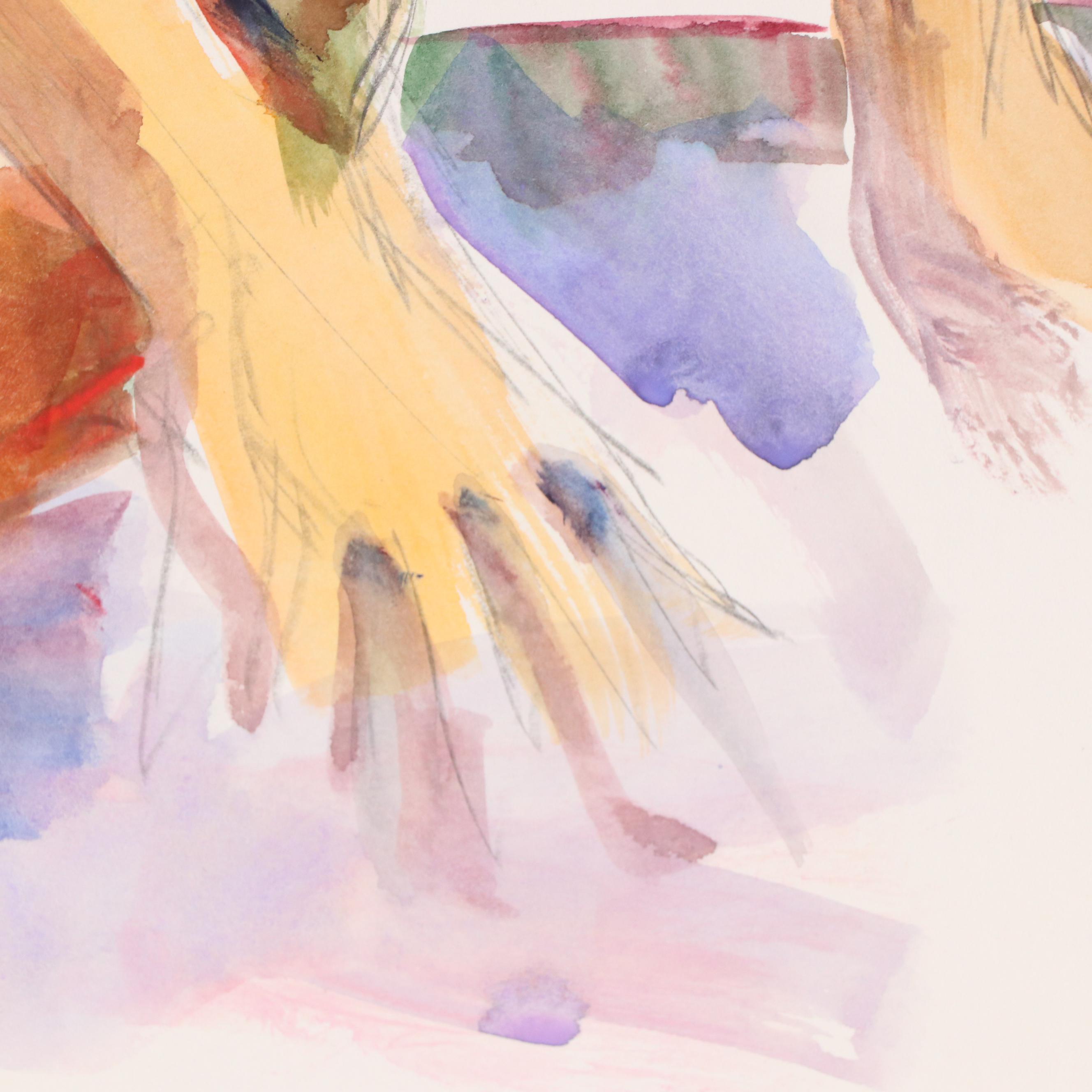 Lucie "Toss" Chandler Modern Figural Nude Watercolor Painting, Late 20th Century