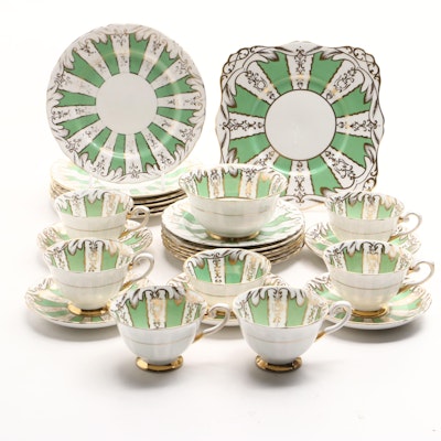 Regency Style Tuscan Bone China Teacups and Dessert Set, Mid-20th Century