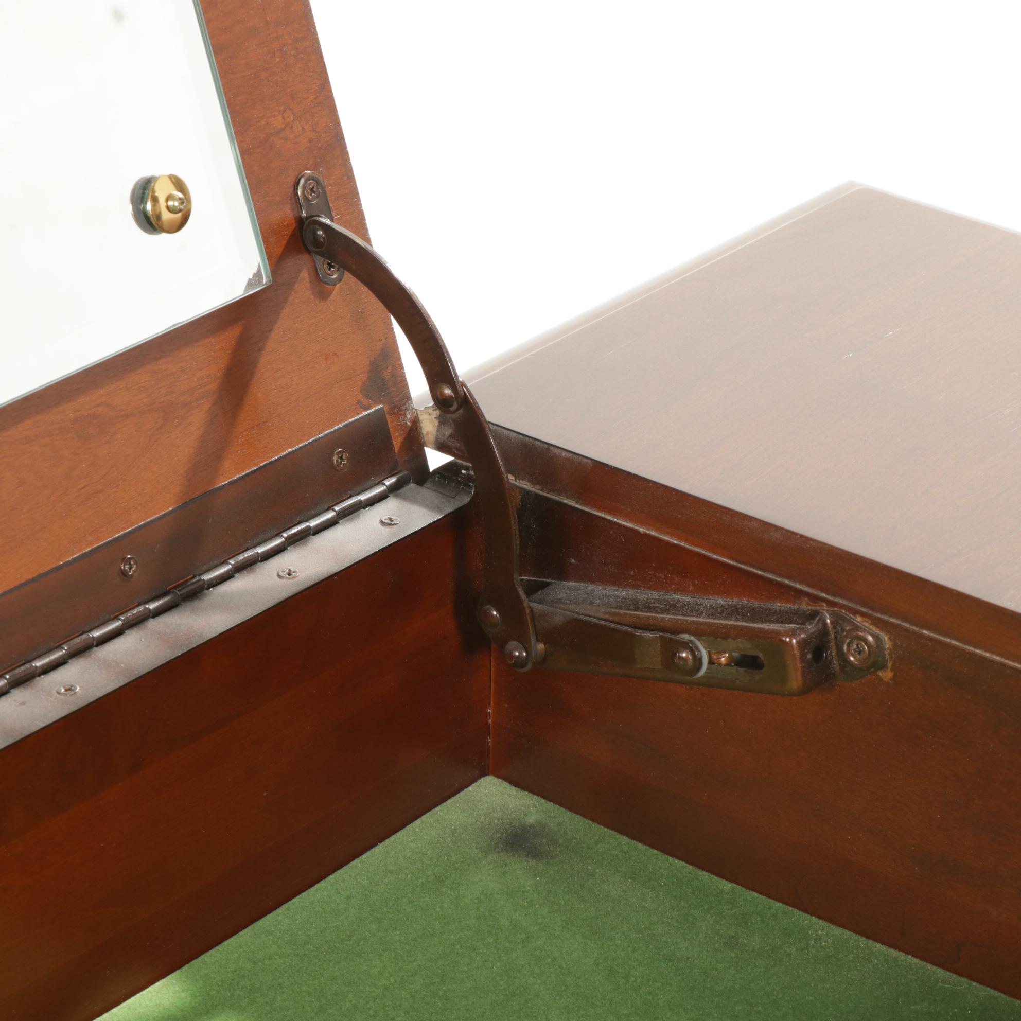 Sumter Cabinet Co. Queen Anne Style Cherry Lift-Top Mirrored Vanity Table