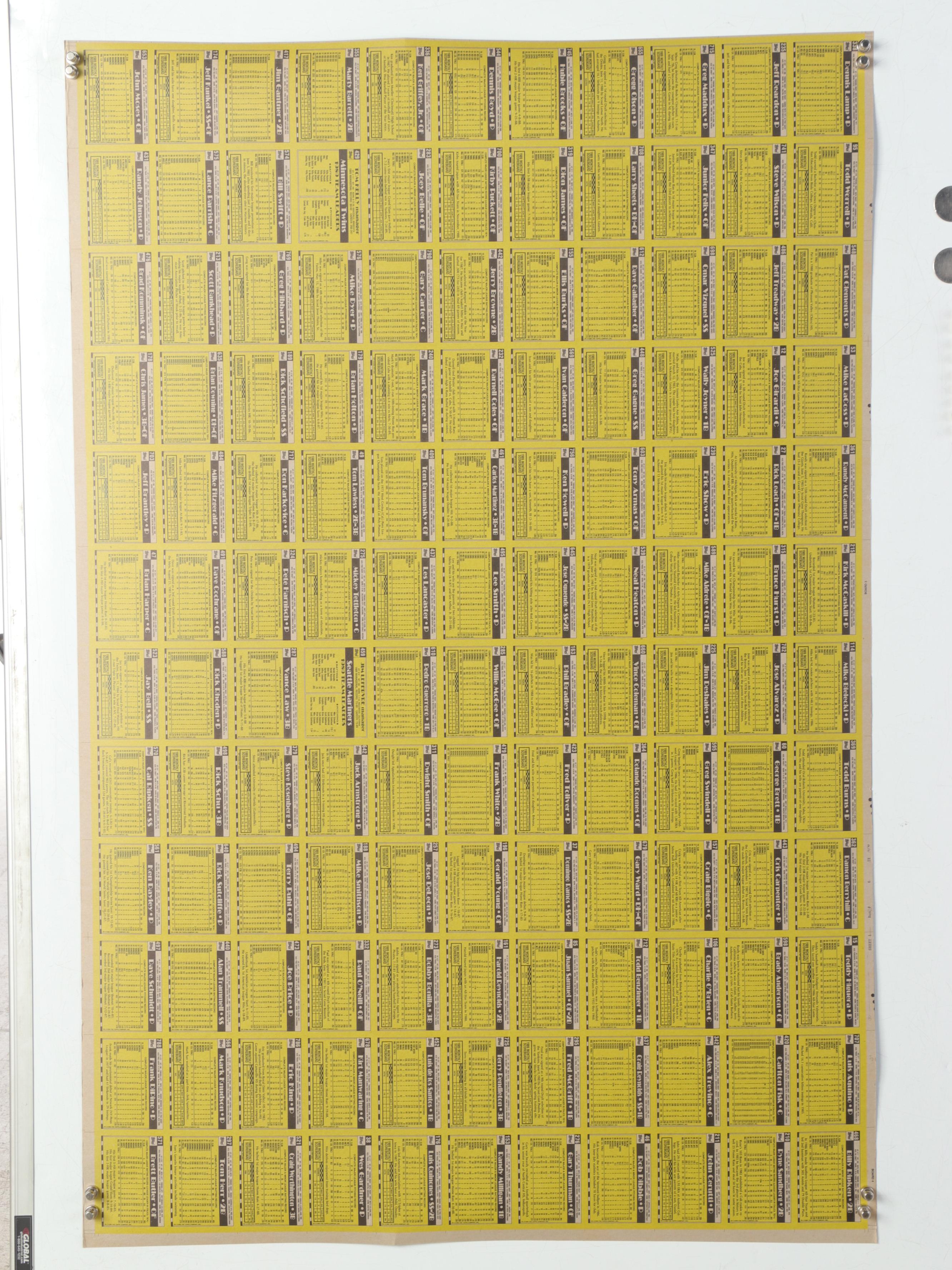 1990 Topps Uncut Baseball Card Sheets Featuring Ken Griffey Jr. All-Star Rookie