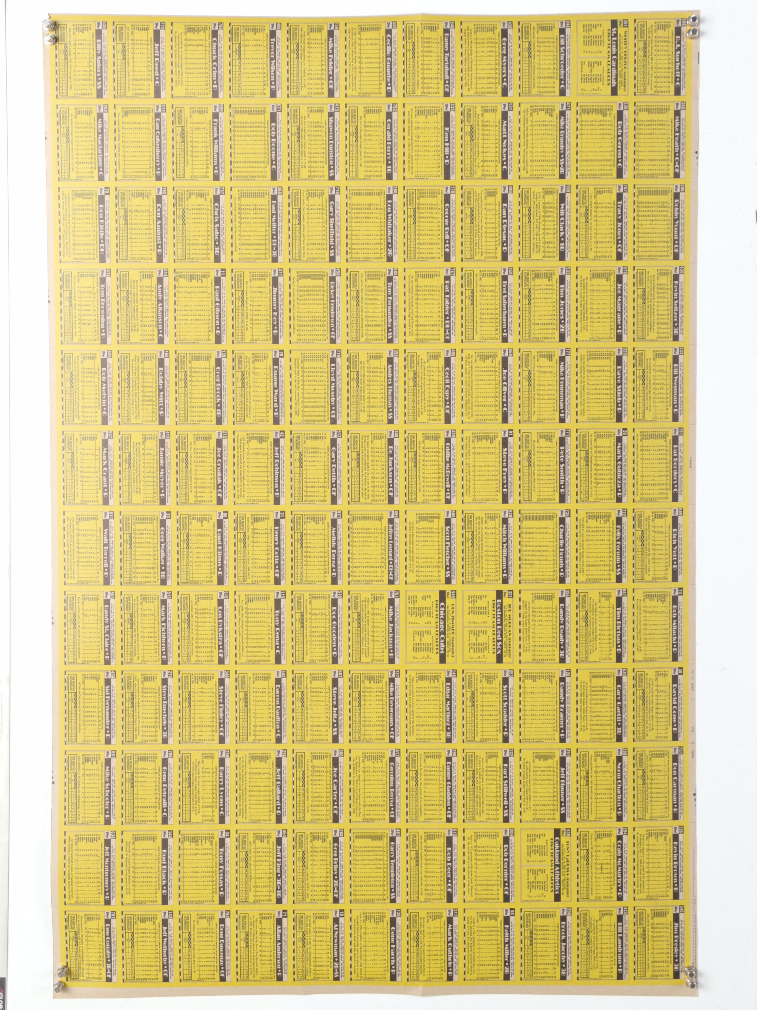 1990 Topps Uncut Baseball Card Sheets Featuring Ken Griffey Jr. All-Star Rookie