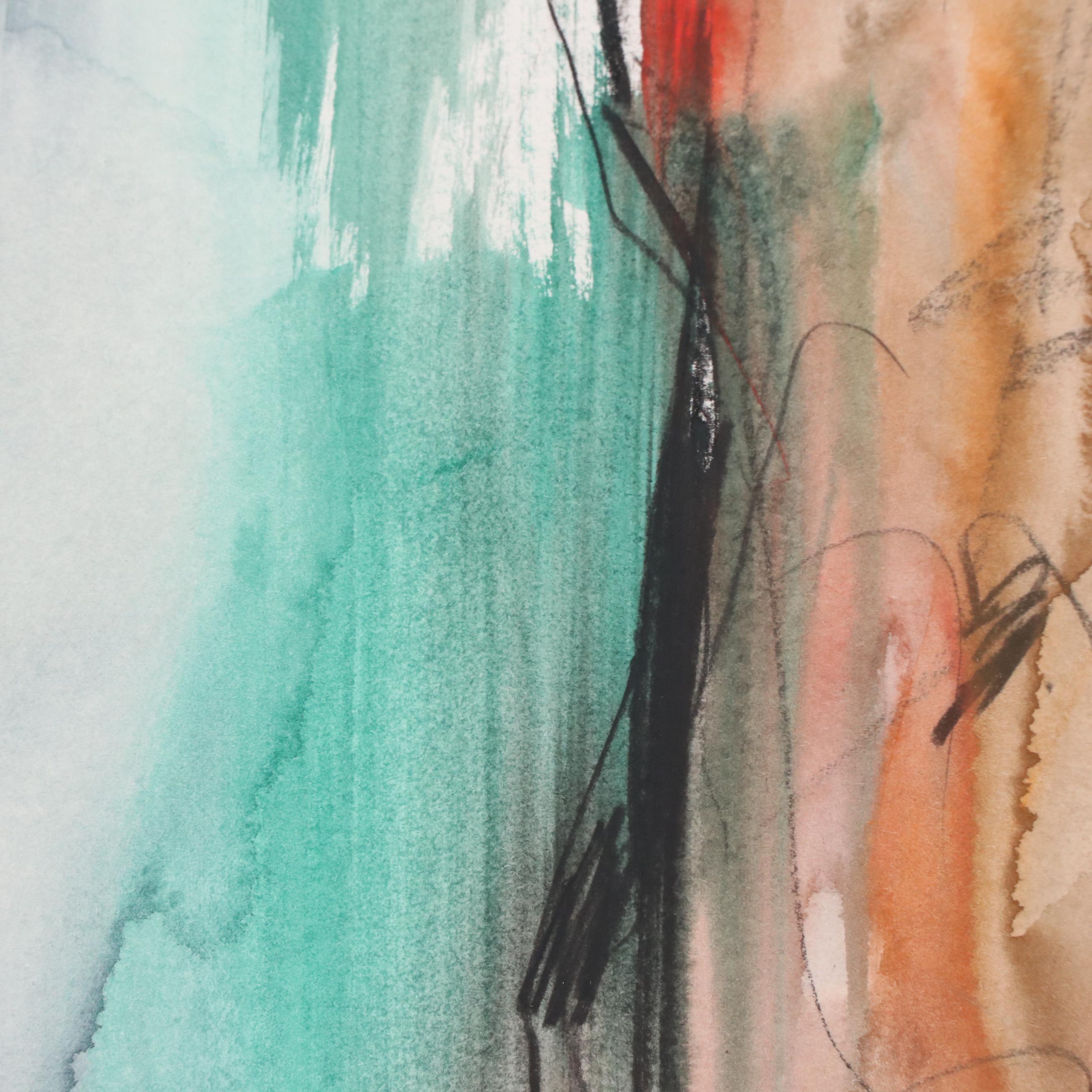 Jack Meanwell Modern Mixed Media Figural Nude Painting, Late 20th Century