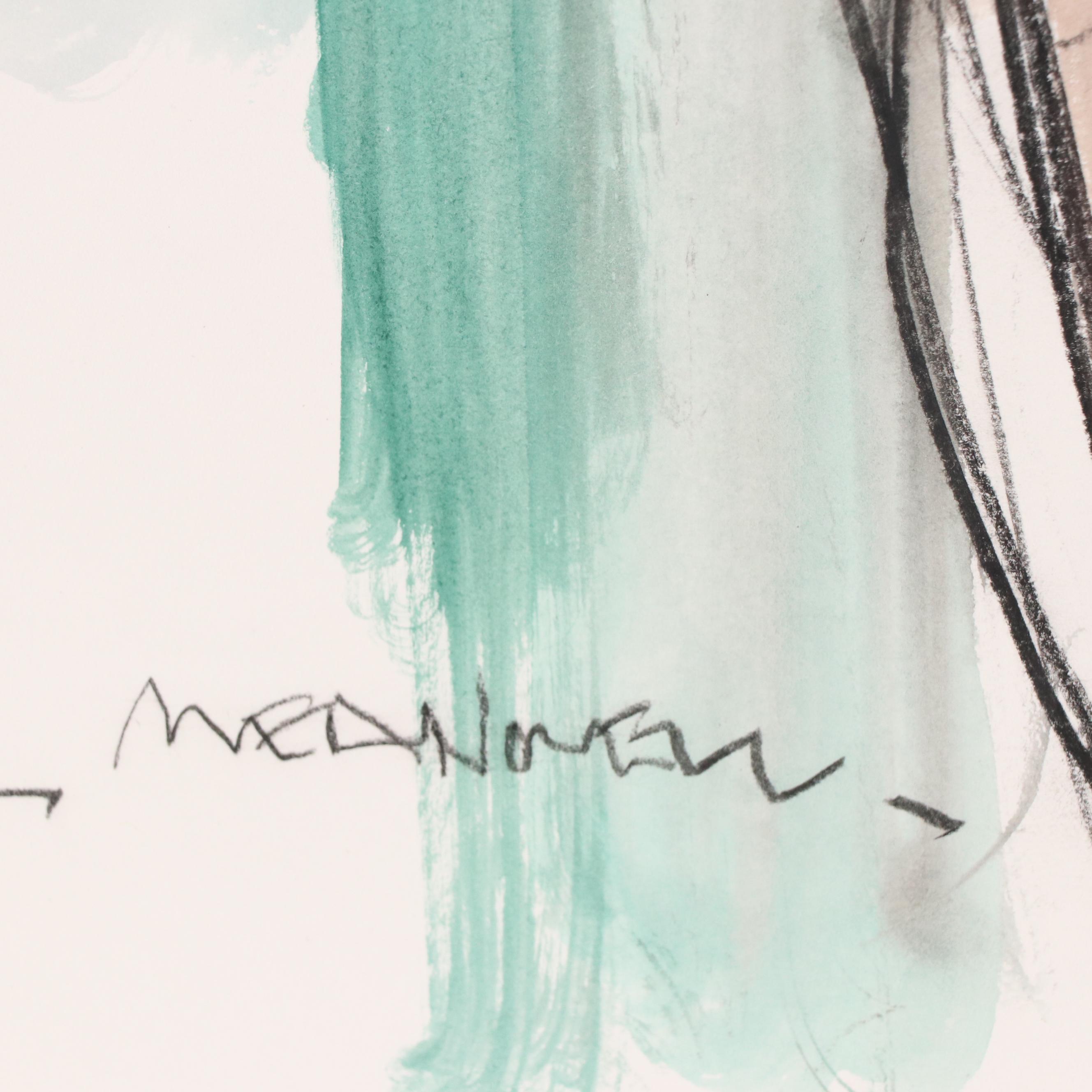 Jack Meanwell Modern Mixed Media Figural Nude Painting, Late 20th Century