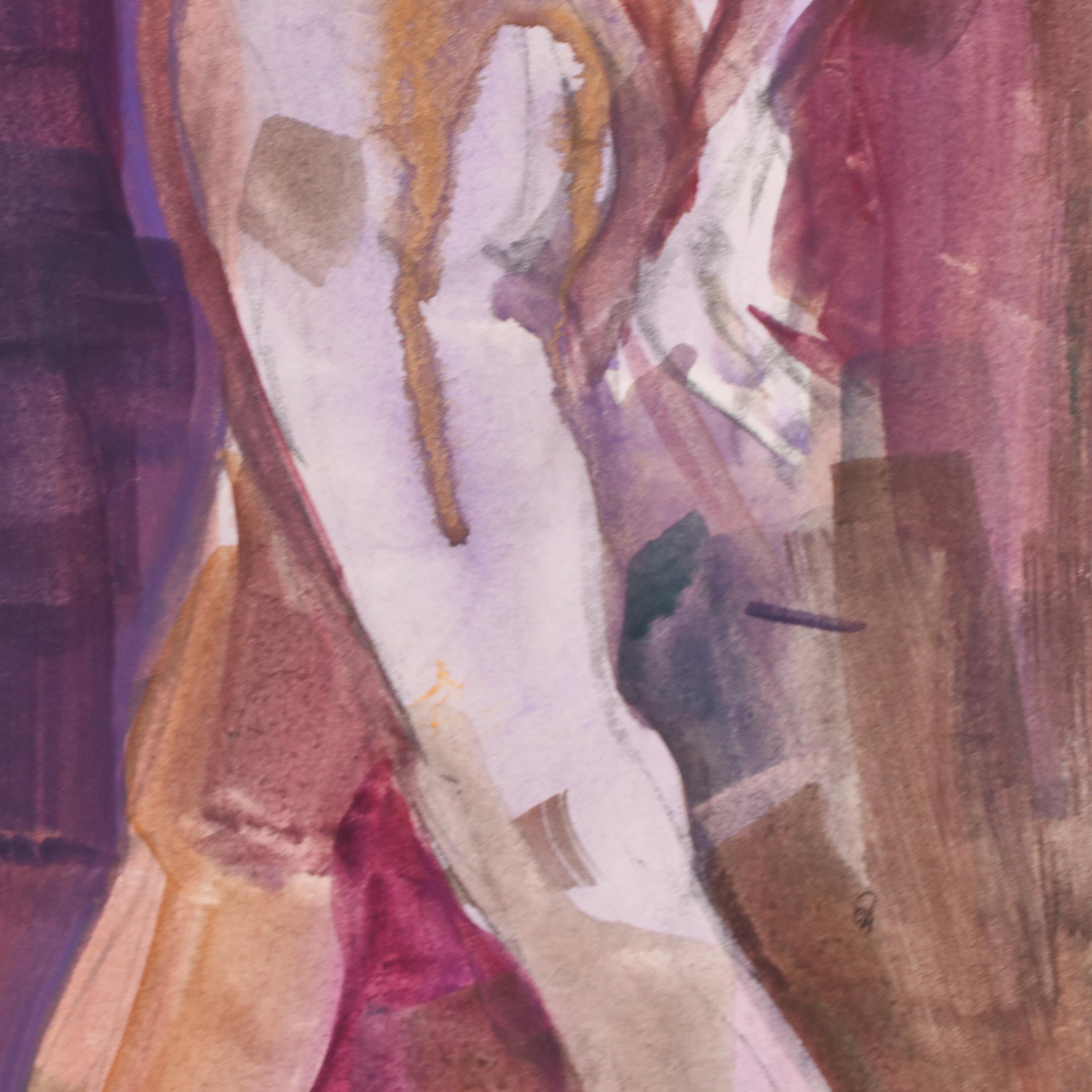 Lucie "Toss" Chandler Modern Figural Nude Watercolor Painting, Late 20th Century