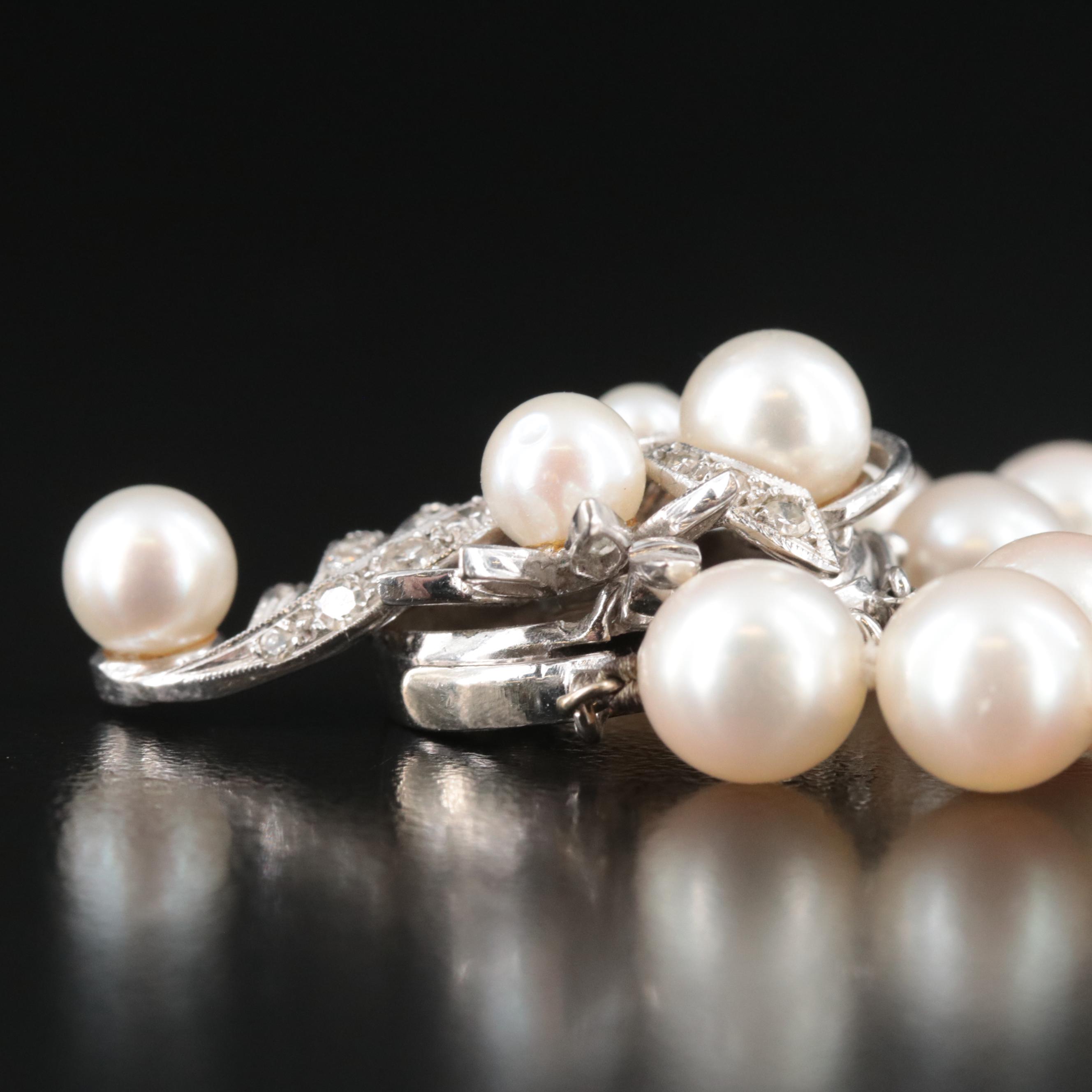 Vintage Pearl Necklace with 14K Diamond Clasp
