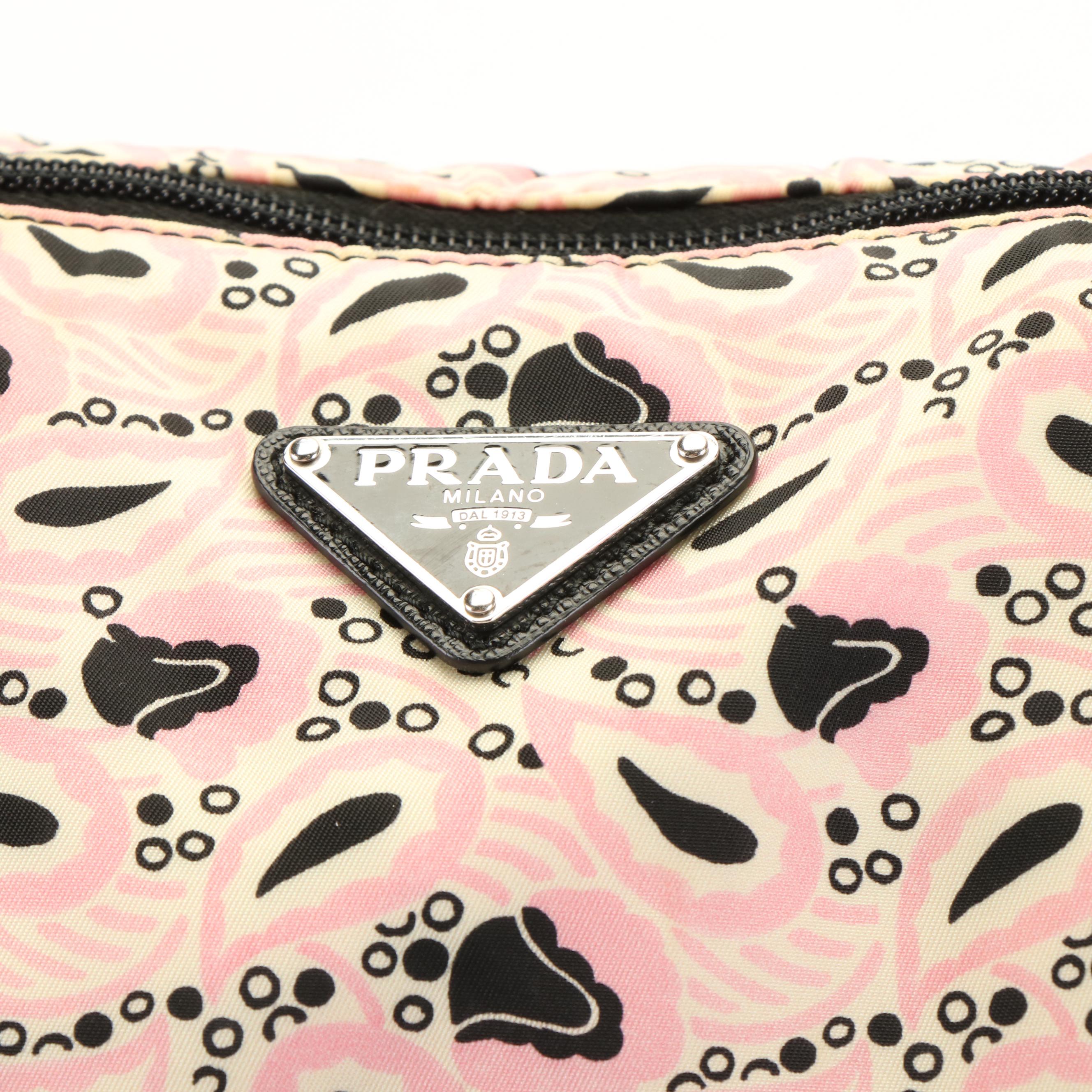 Prada Triangle Logo Pink and Black Nylon Tote Bag