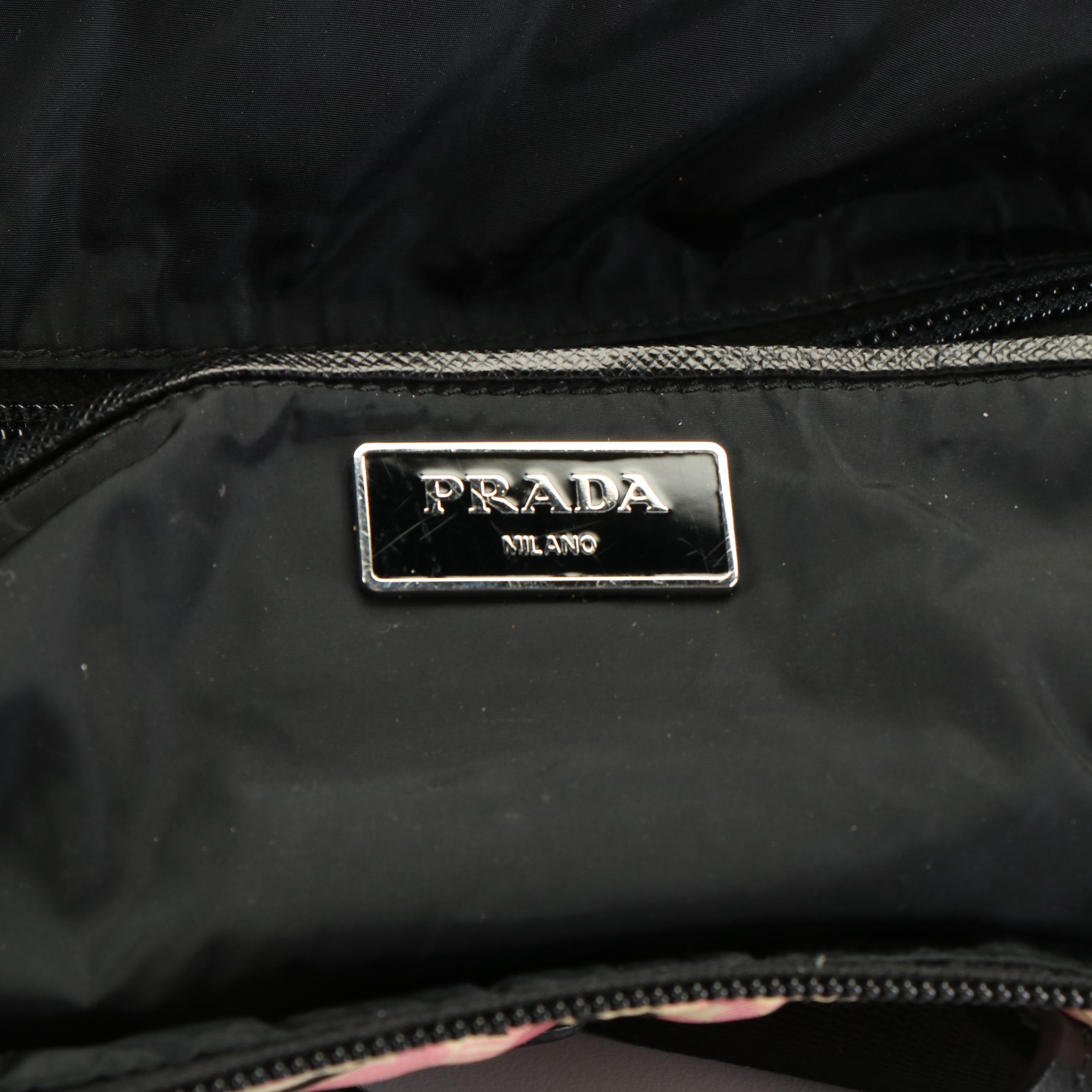 Prada Triangle Logo Pink and Black Nylon Tote Bag