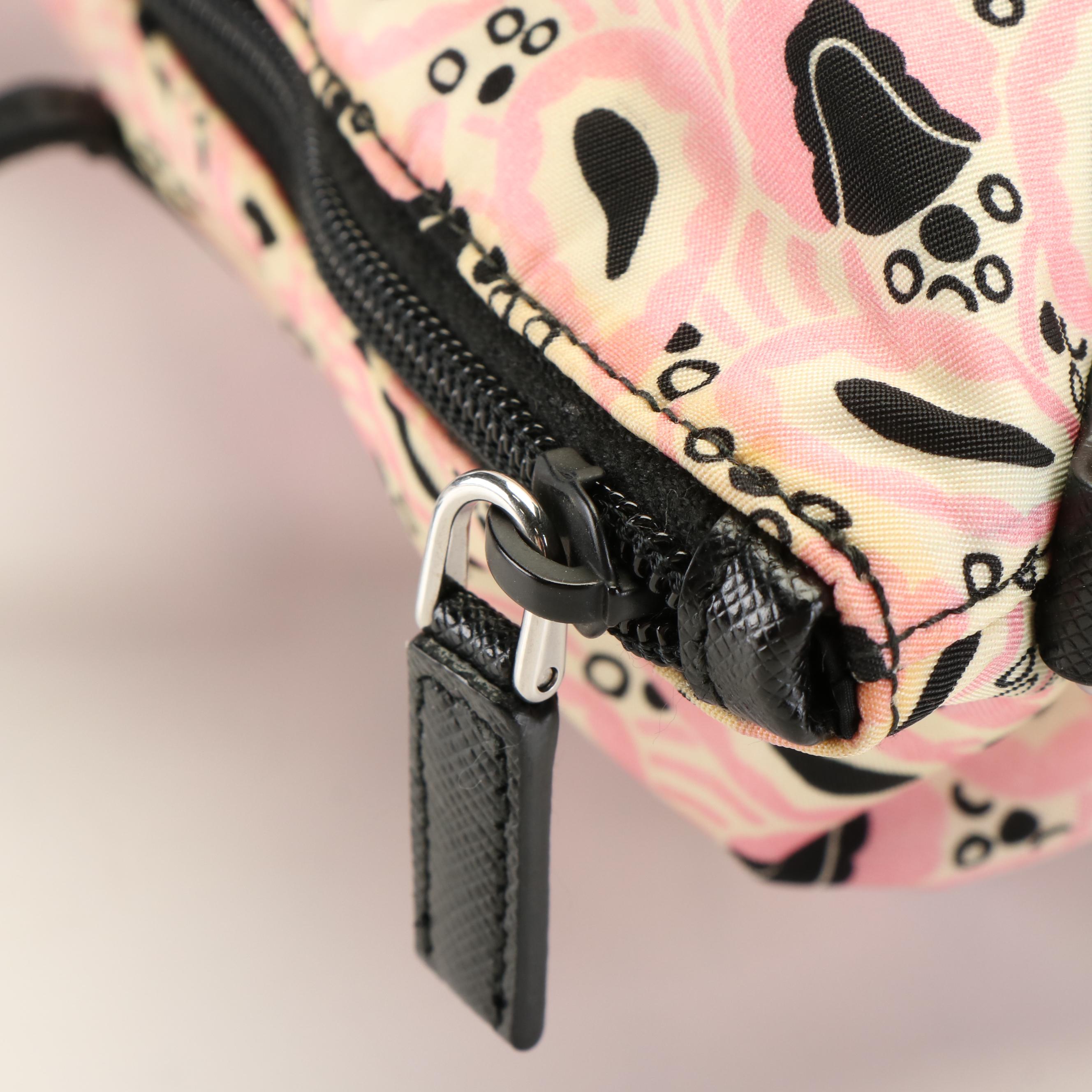 Prada Triangle Logo Pink and Black Nylon Tote Bag