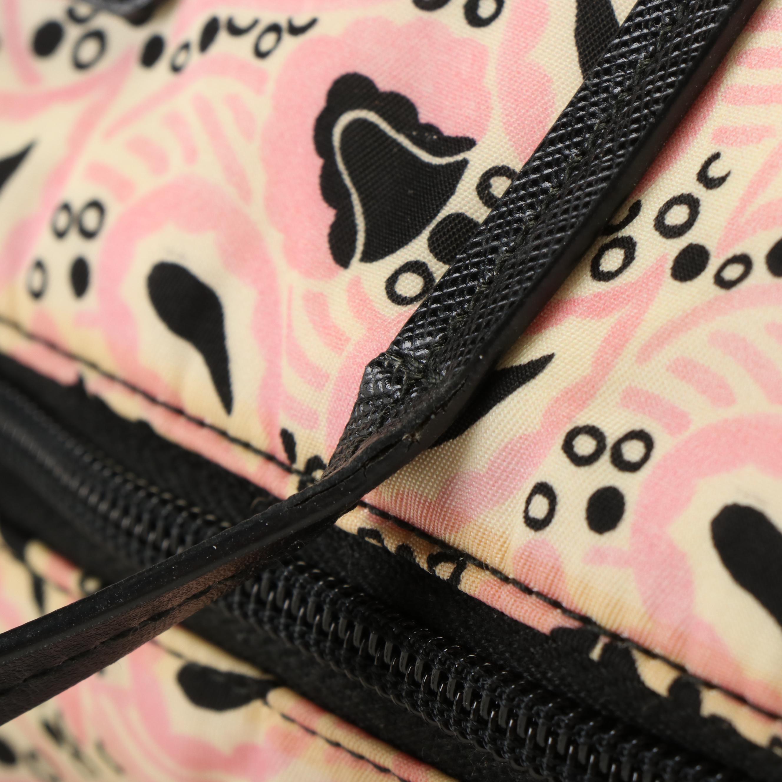 Prada Triangle Logo Pink and Black Nylon Tote Bag