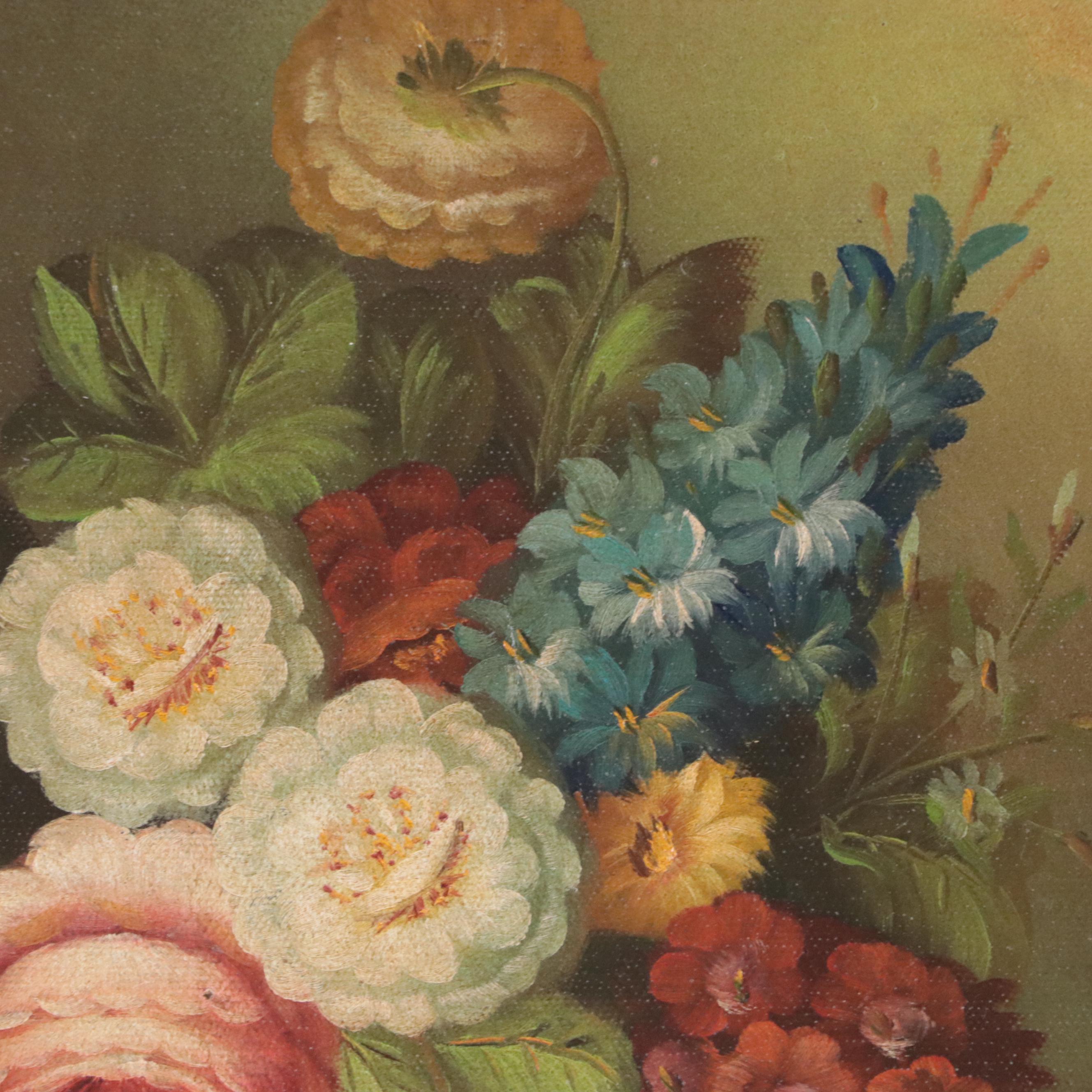 Lee Oil Painting of a Still Life with Flowers, Late 20th Century