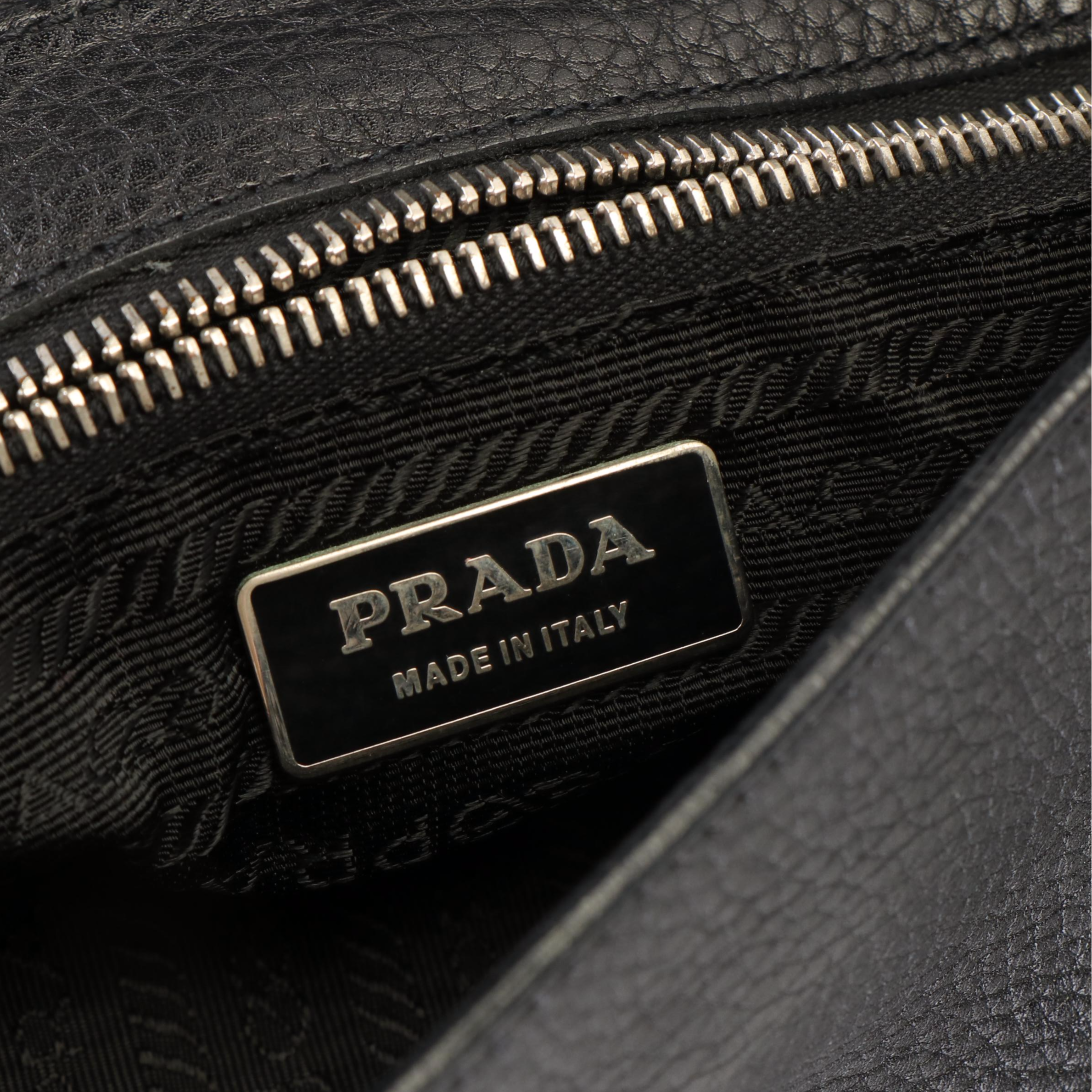Prada Shoulder Bag in Black Vitello Daino Leather