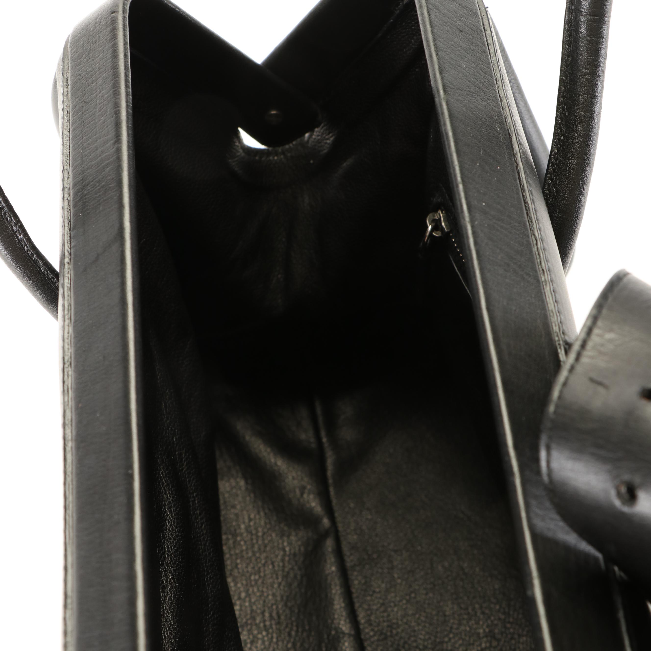 Prada Vitello Fibbia Shoulder Bag in Black Leather