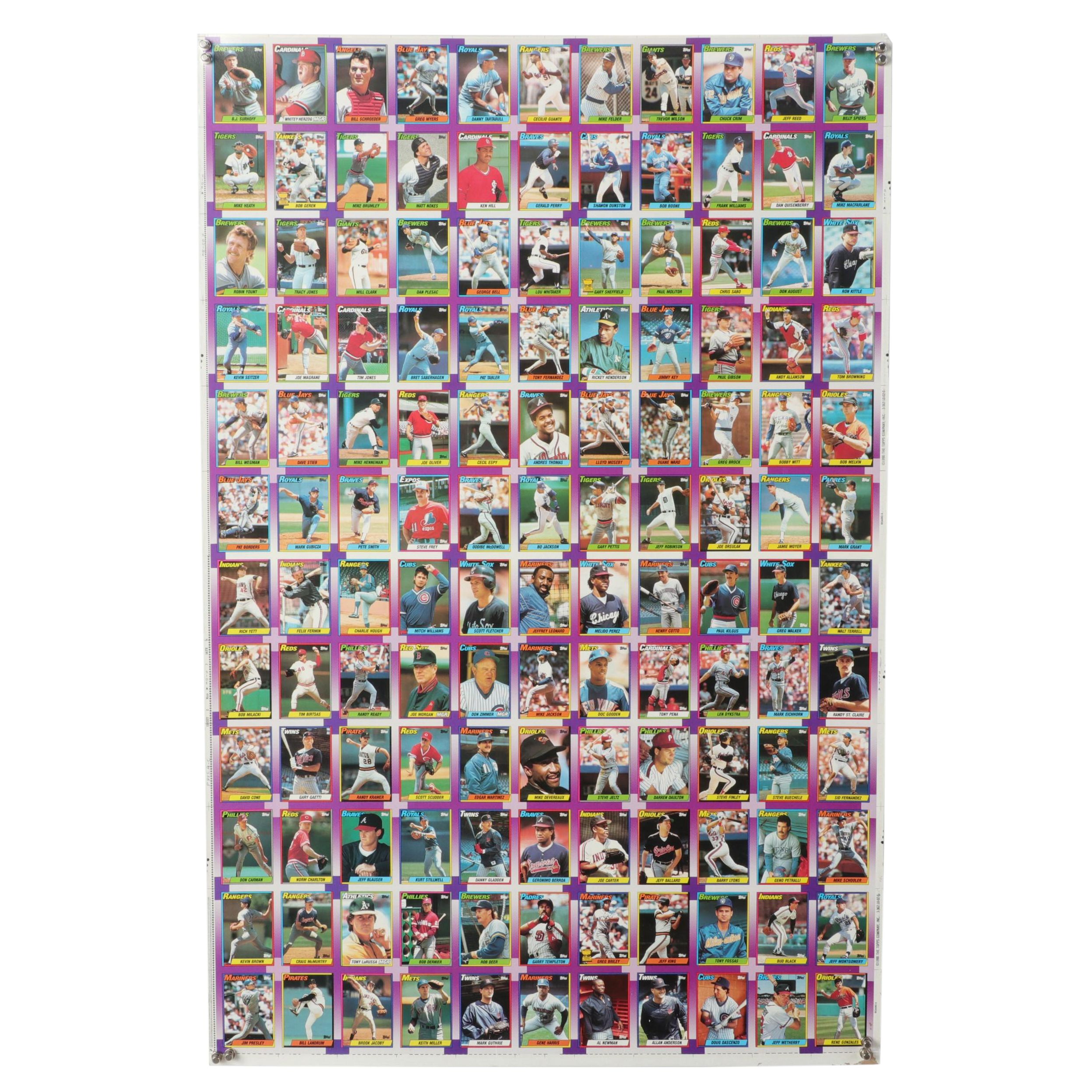 1990 Topps Uncut Baseball Card Sheets Featuring Ken Griffey Jr. All-Star Rookie