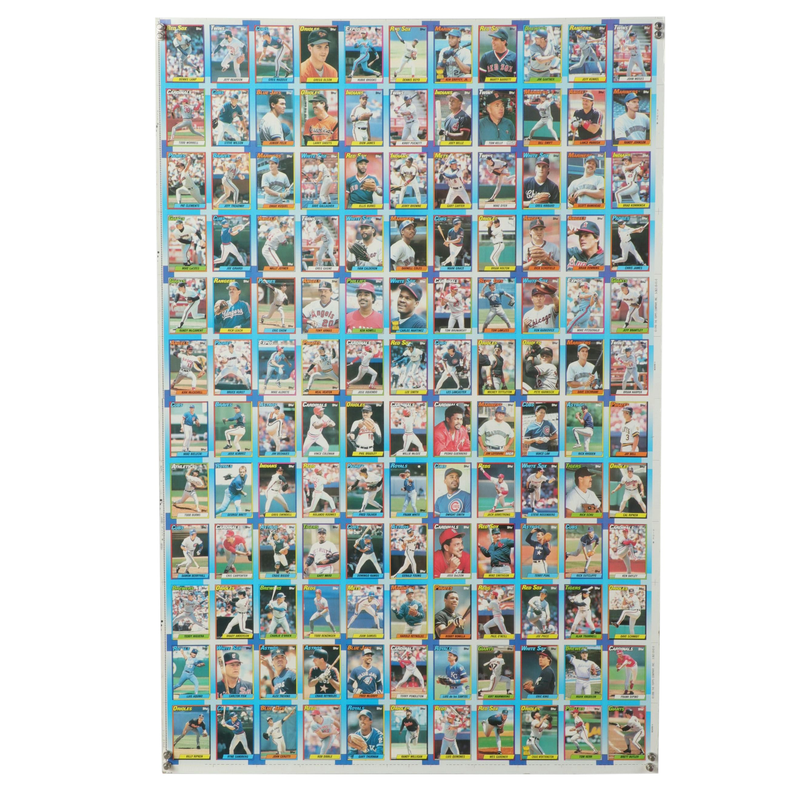 1990 Topps Uncut Baseball Card Sheets Featuring Ken Griffey Jr. All-Star Rookie