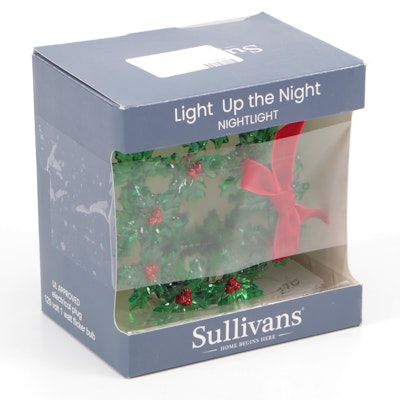 Sullivans "Light Up the Night" Holly Wreath Nightlight