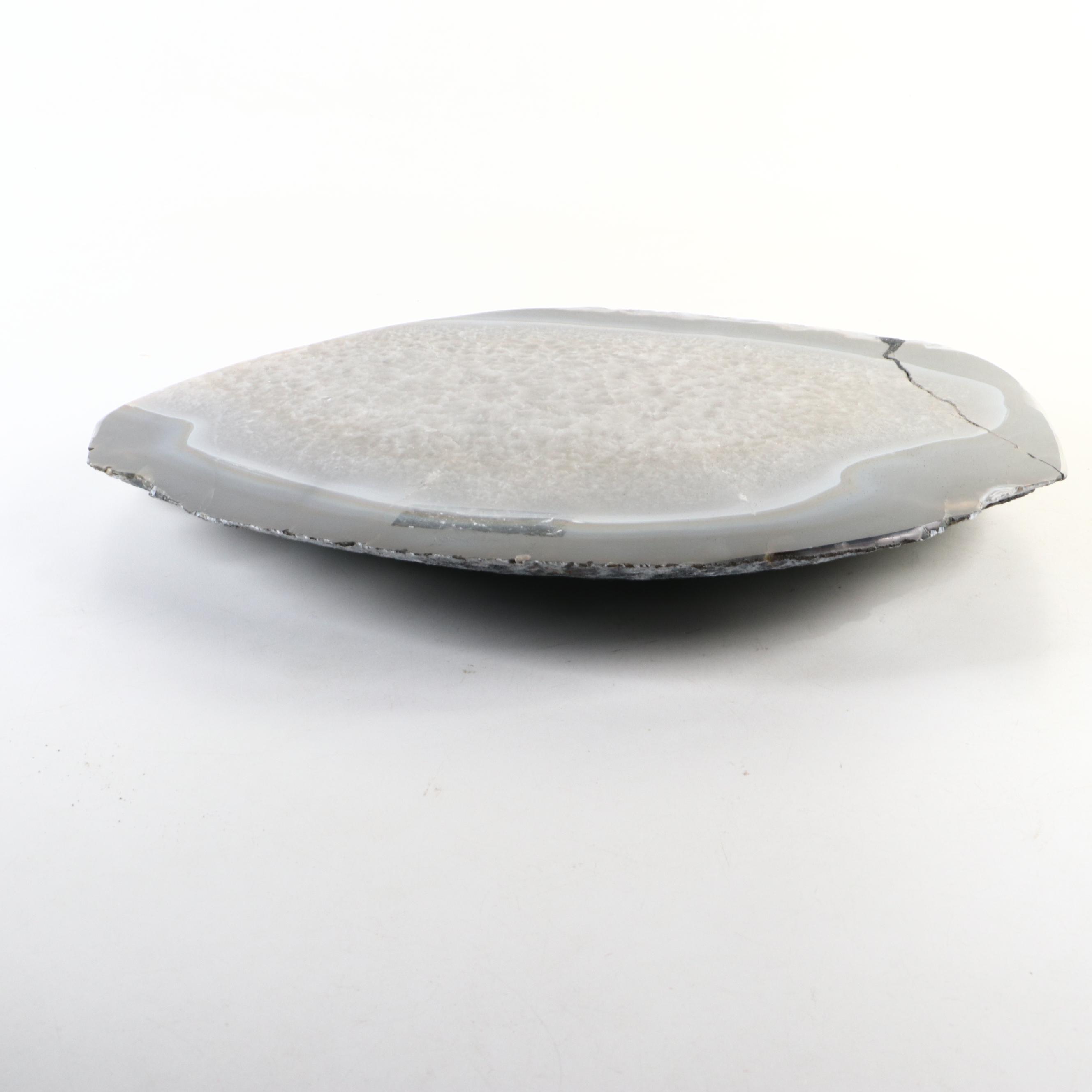 Agate and Calcite Quartz Geode Polished Slab