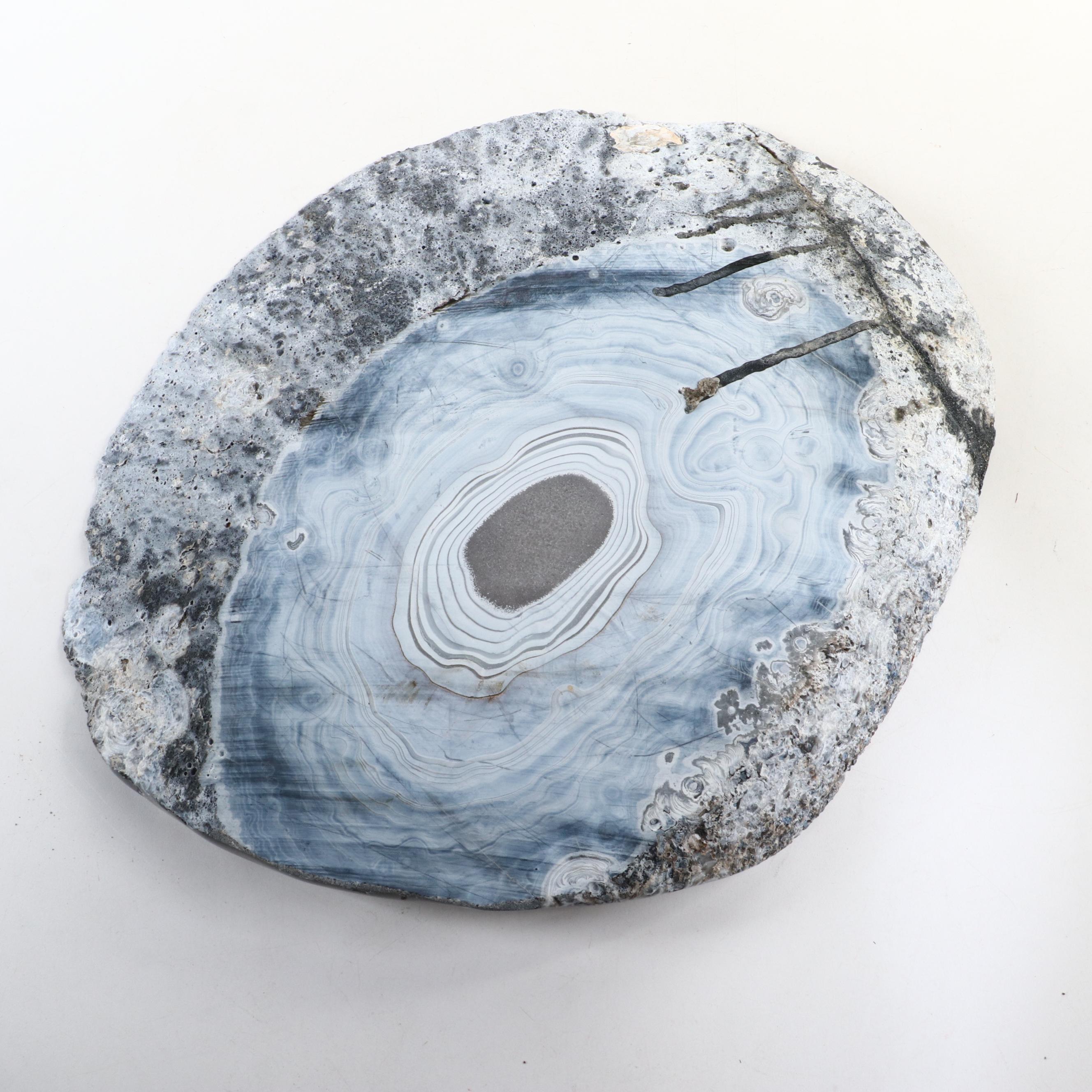 Agate and Calcite Quartz Geode Polished Slab