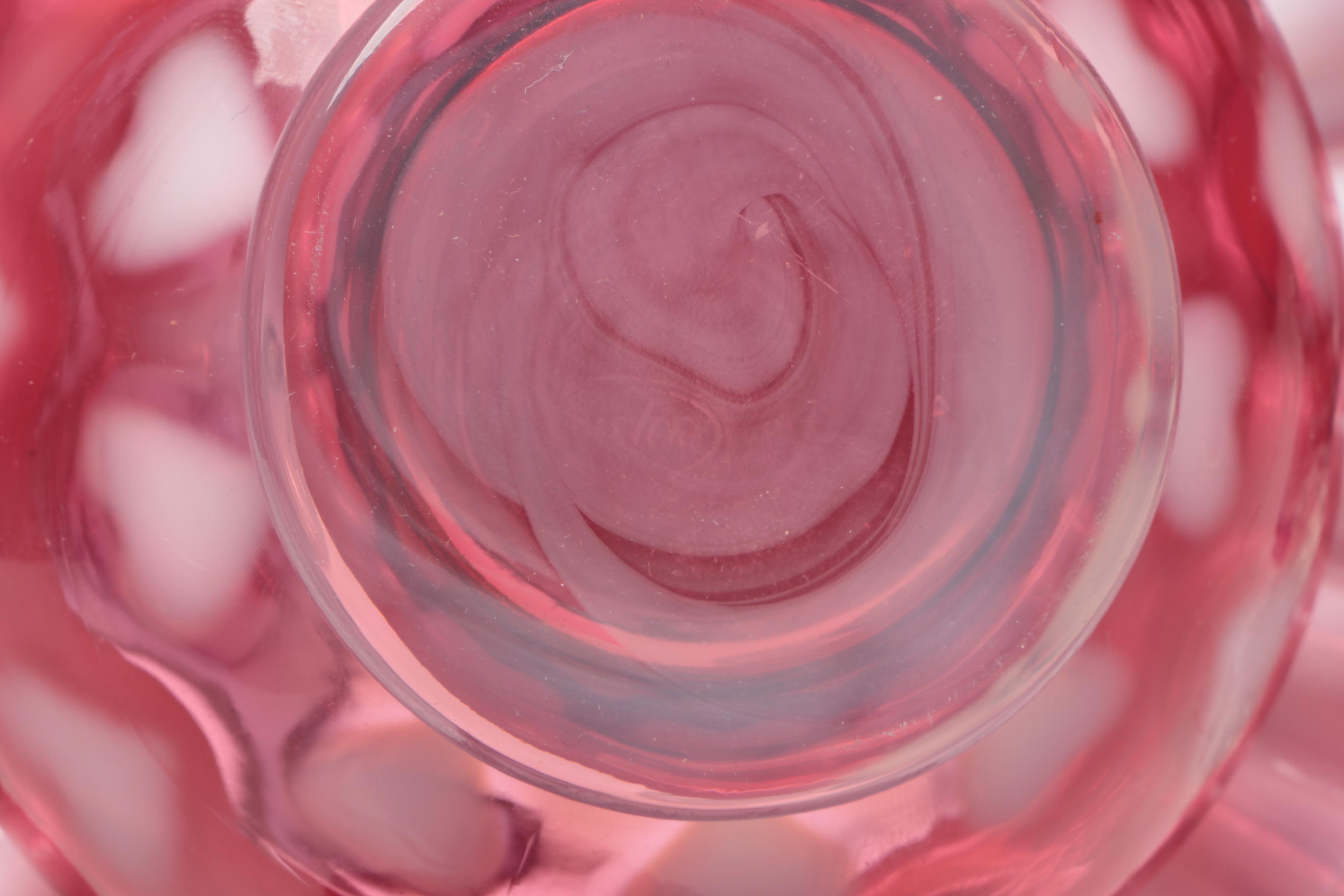 Fenton Cranberry Opalescent Optic Heart, Stars & Stripes Fairy Lamps and Top Hat