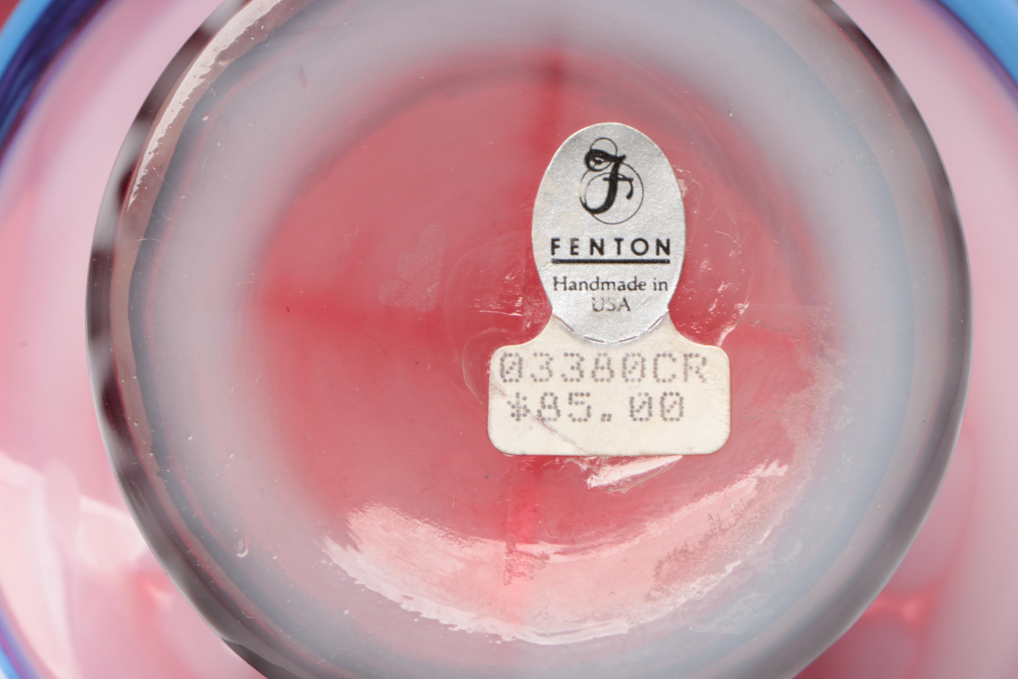 Fenton Cranberry Opalescent Optic Heart, Stars & Stripes Fairy Lamps and Top Hat