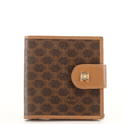 Céline Triomphe Bi-fold Wallet in Brown Coated Canvas and Leather