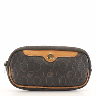 Christian Dior Cosmetic Pouch in Black Honeycomb Canvas