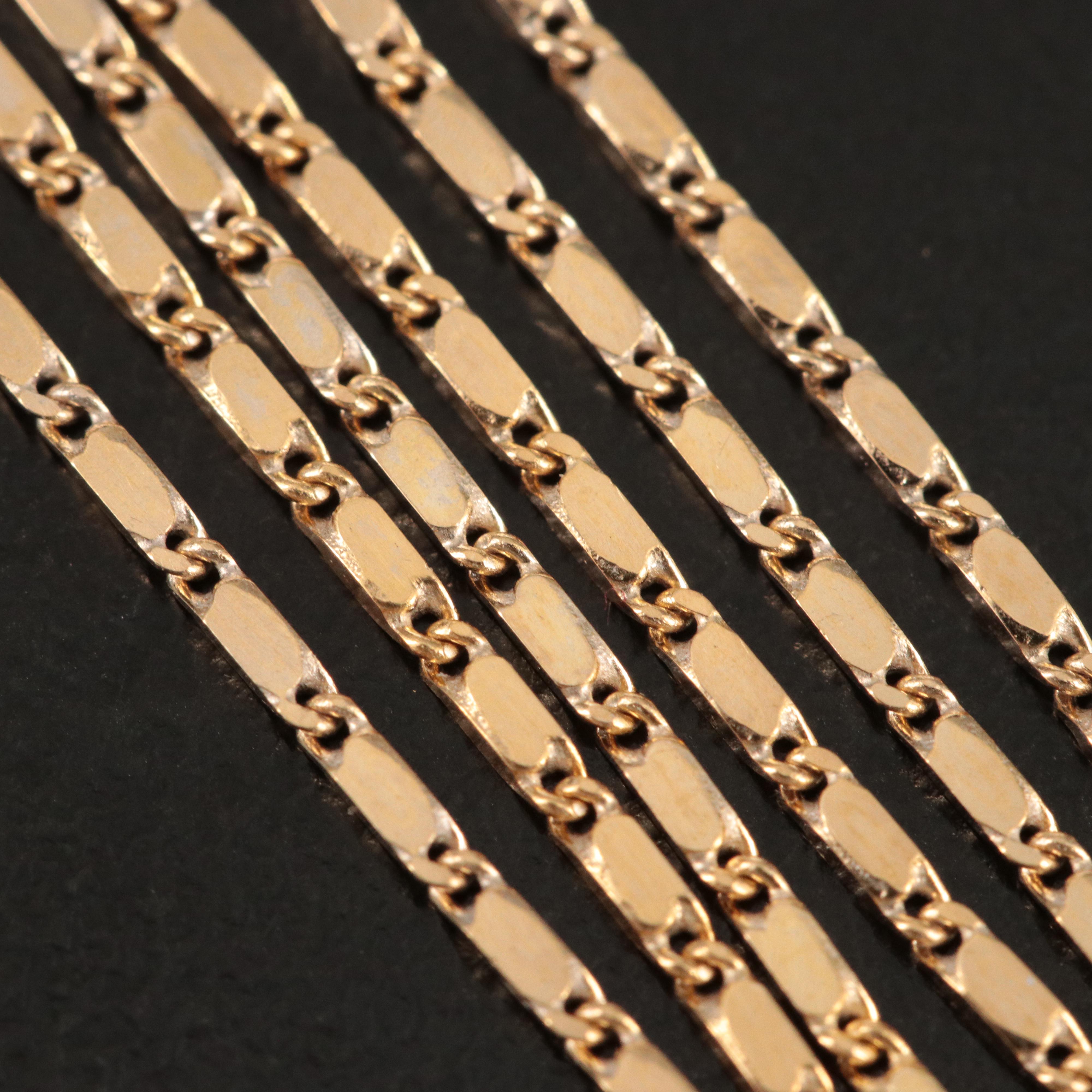 18K Baht Link Necklace with 14K Clasp