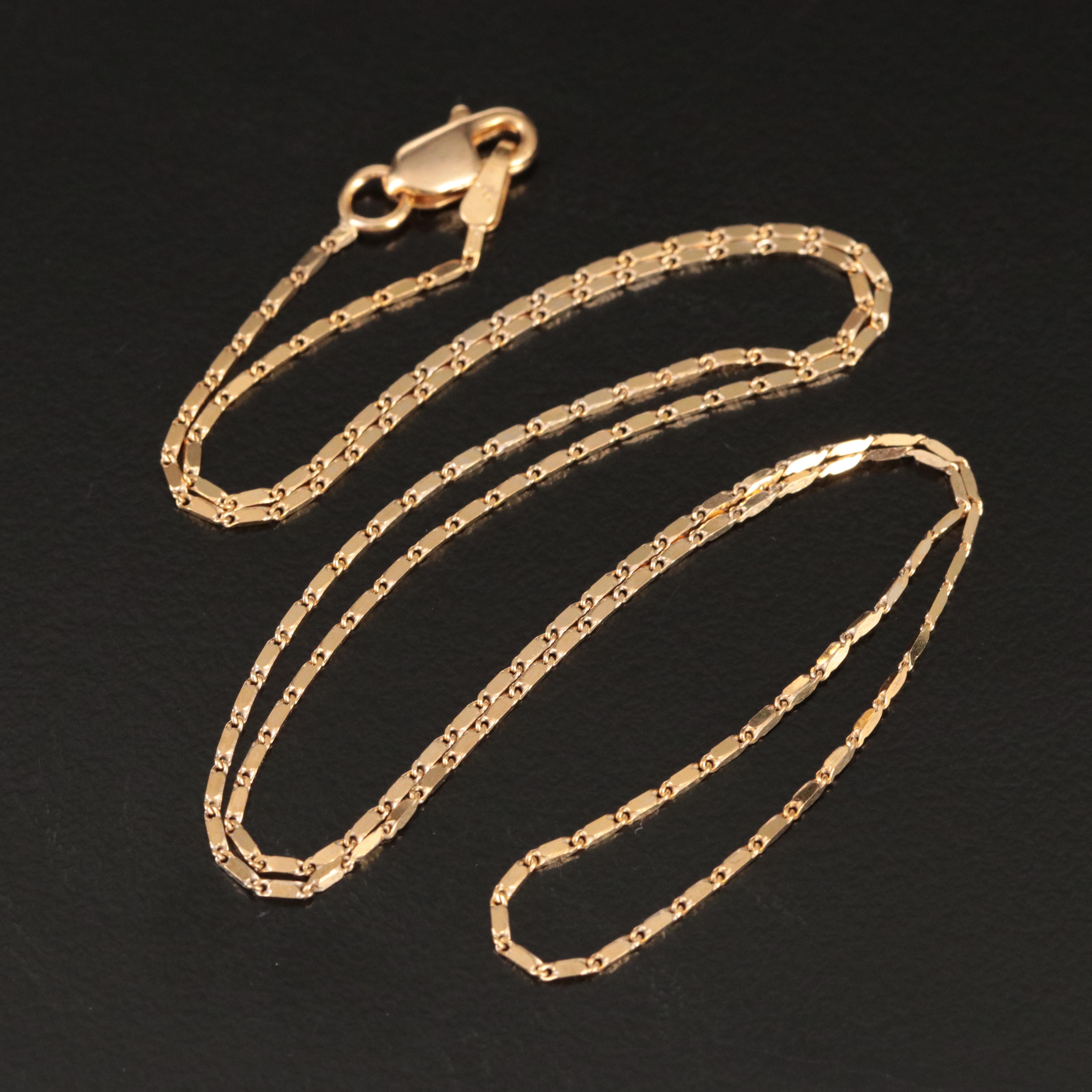 18K Baht Link Necklace with 14K Clasp