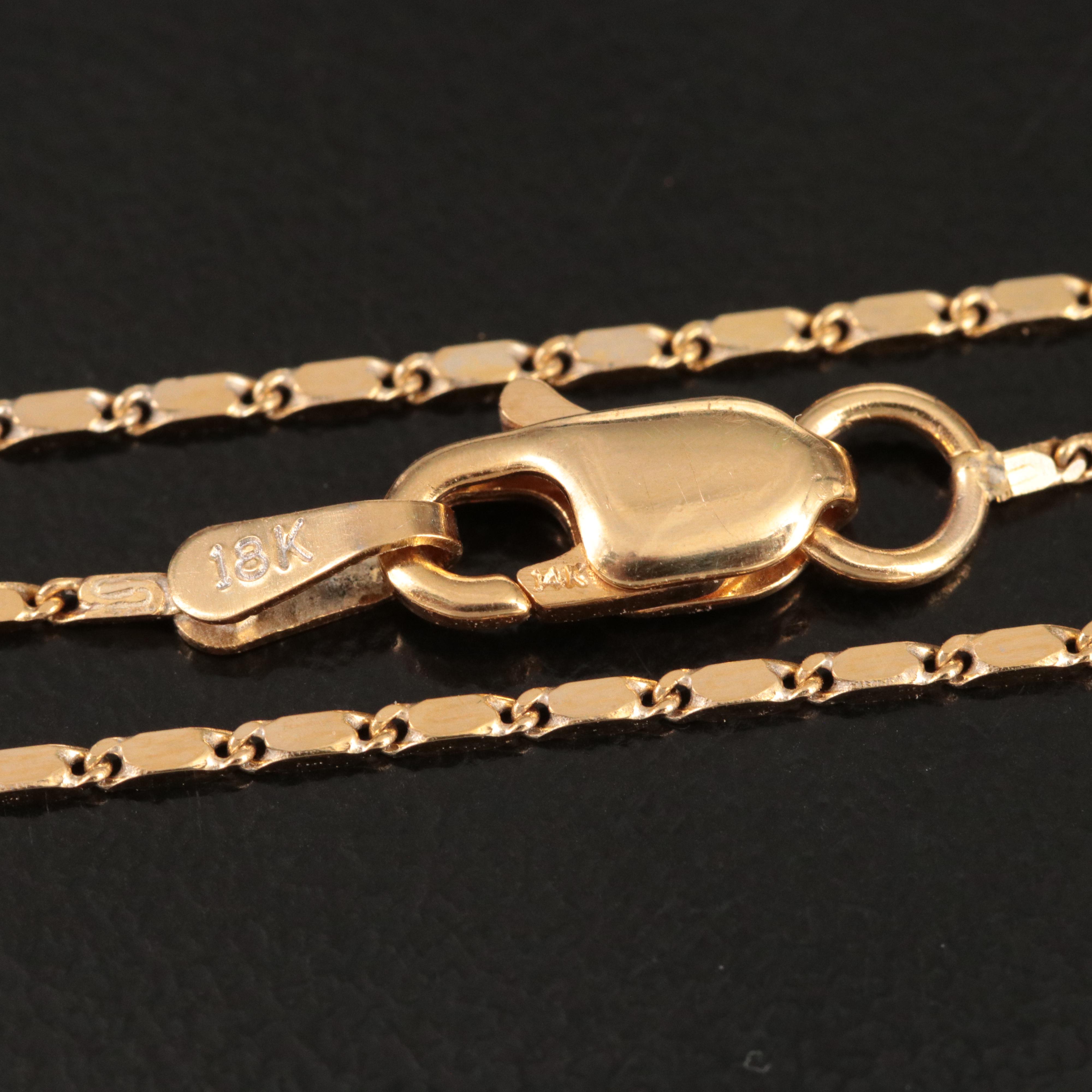 18K Baht Link Necklace with 14K Clasp